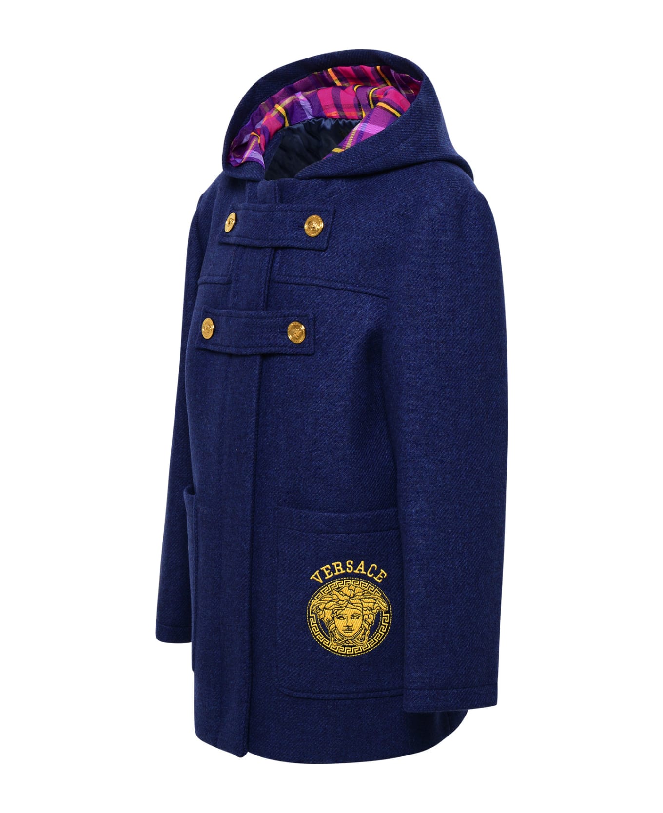 Versace Blue Wool Coat - Navy コート＆ジャケット