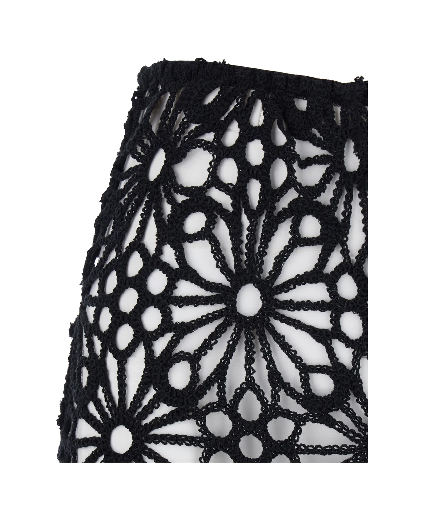 Norma Kamali 'boot Pant' Black Pants With Lace Embroidery Knit And Wide Leg In Tech Fabric Stretch Woman - Black