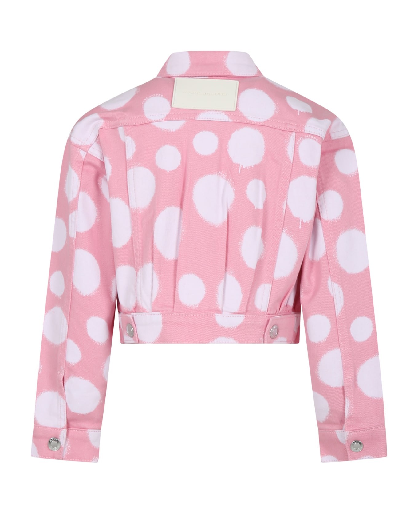 Marc Jacobs Pink Denim Jacket For Girl With Polka Dots - Pink