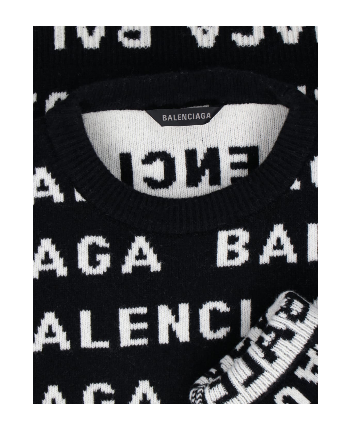 Balenciaga All-over Logo Sweater - Black