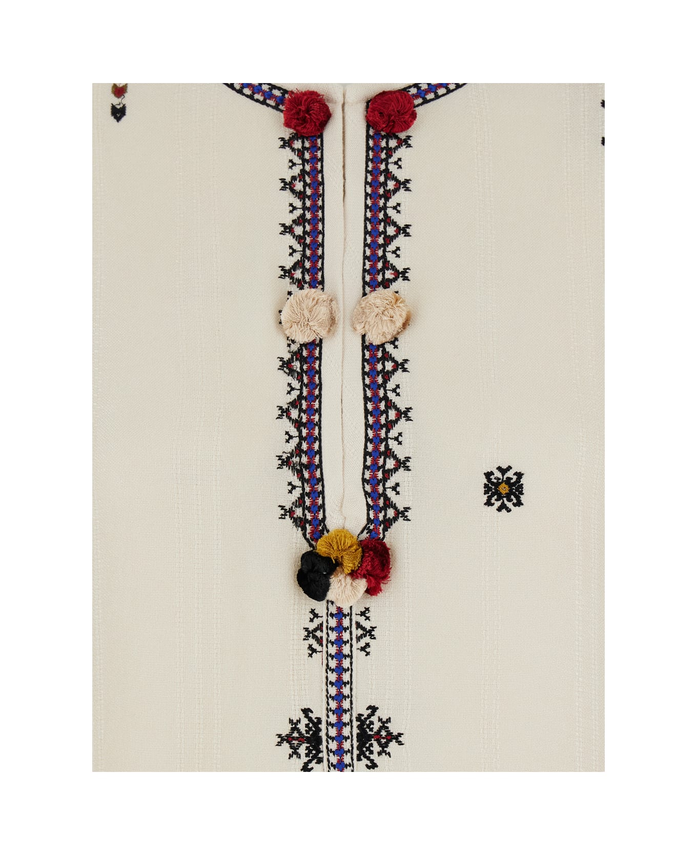 Marant Étoile 'kressy' White Dress With All-over Embroidery And Frayed Edge In Viscose Woman - White