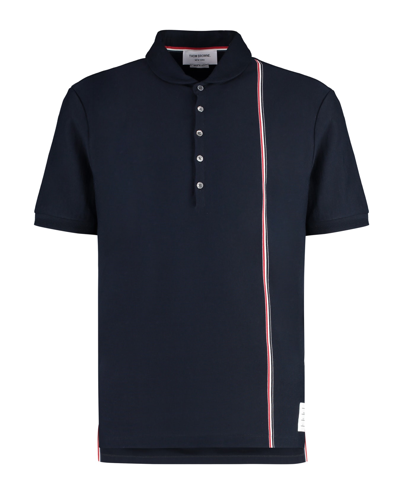 Thom Browne Short Sleeve Cotton Polo Shirt - Navy