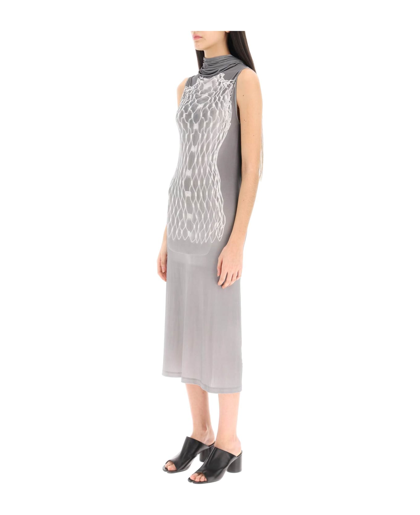 MM6 Maison Margiela Dummy Print Jersey Midi Dress - GREY (Grey)