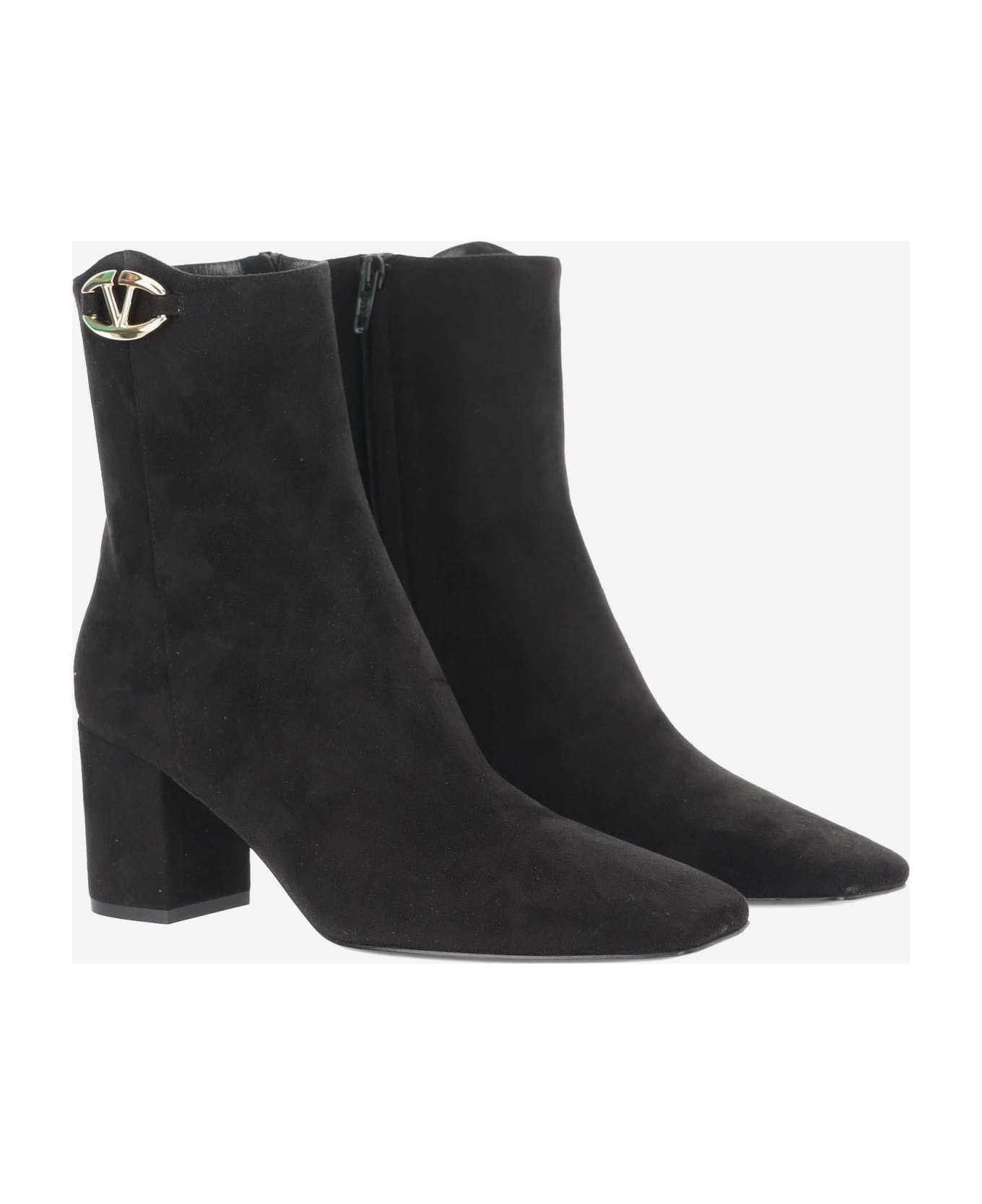 Valentino Garavani Vlogo The Bold Edition Suede Ankle Boot - Black