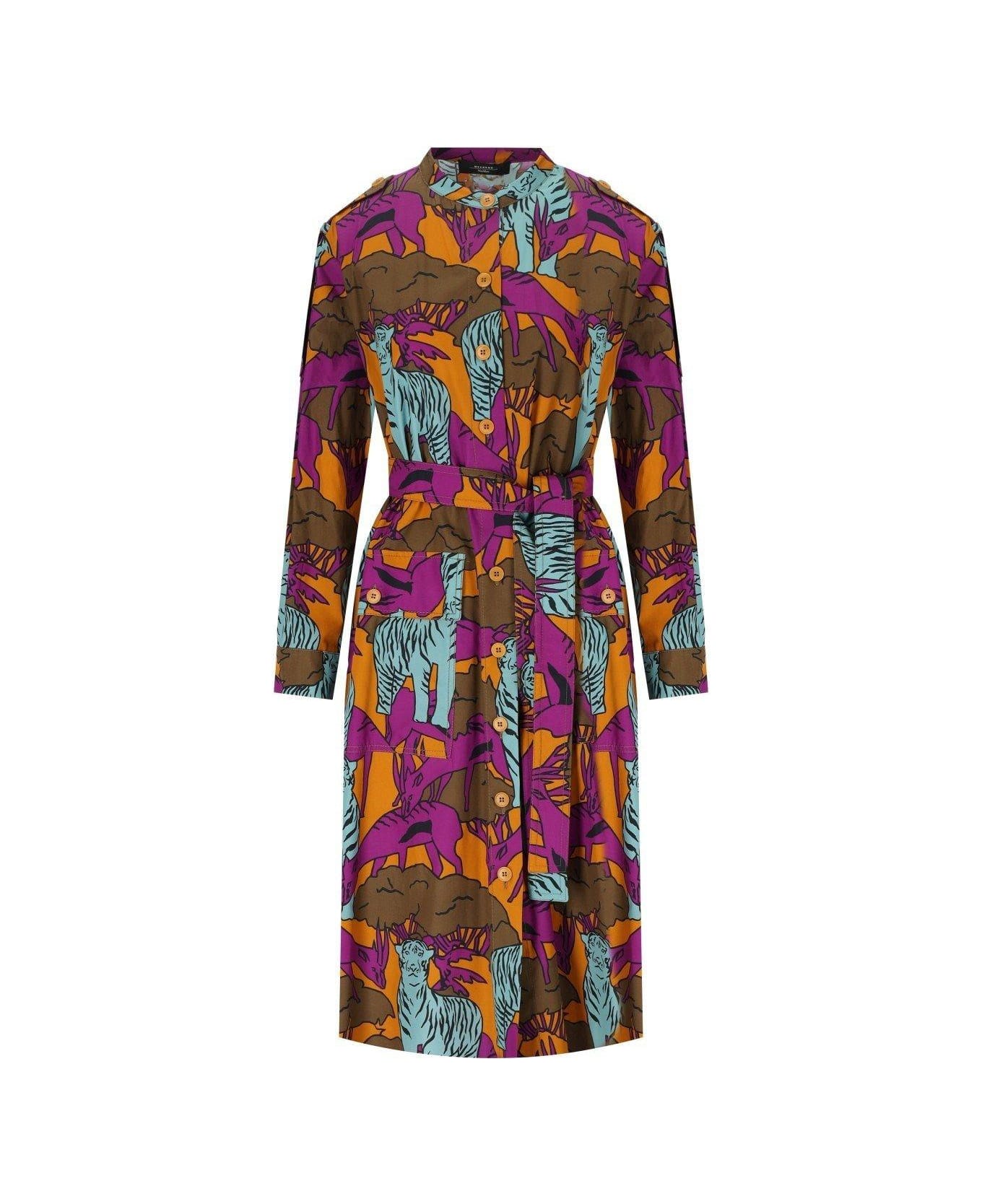 Weekend Max Mara All-over Pattered Long-sleeved Shirt Dress - Multicolor