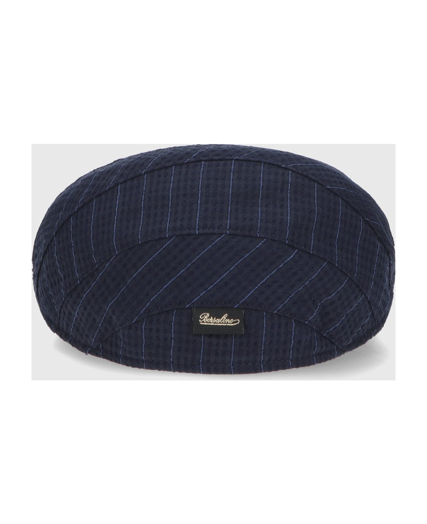 Borsalino Vincenzo Soft Flat Cap - BLACK/LIGHT BLUE STRIPES 帽子