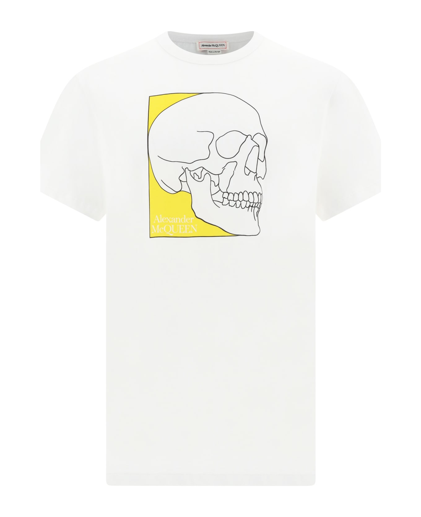 Alexander McQueen Skull Logo Print T-shirt - White/yellow