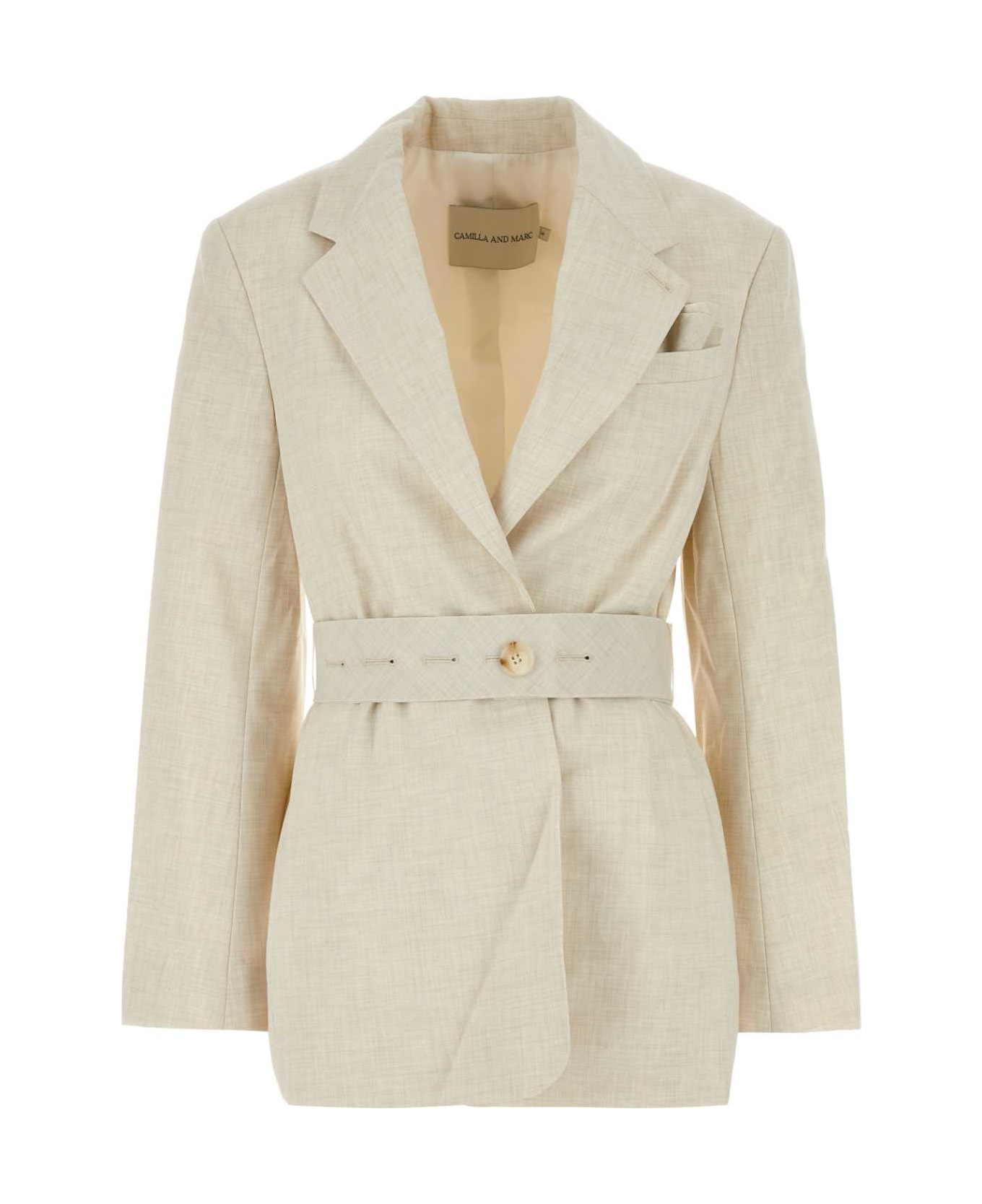 Camilla and Marc Sand Stretch Polyester Blend Floris Blazer - IVORYMARLE