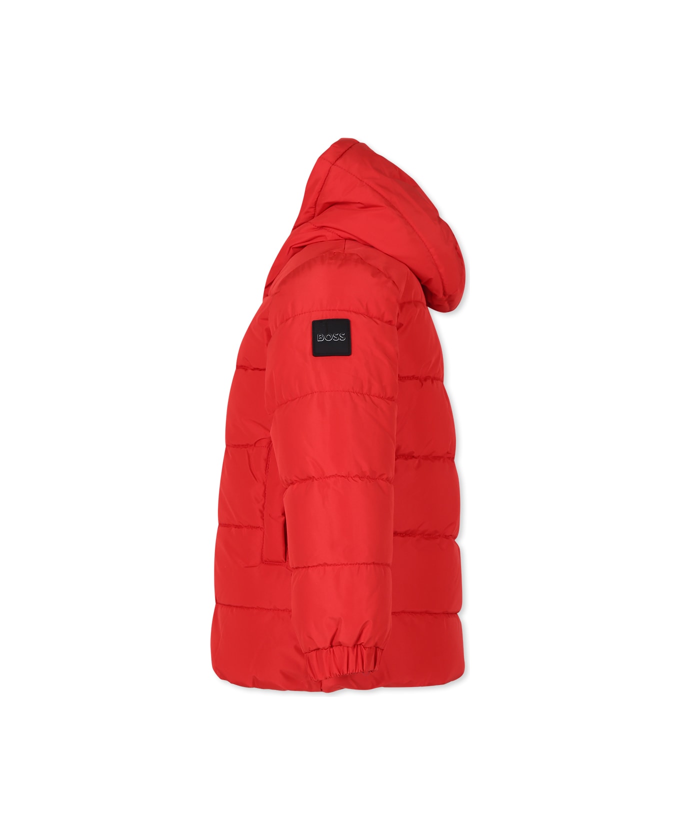 Hugo Boss Red Down Jacket For Boy With Logo - Red