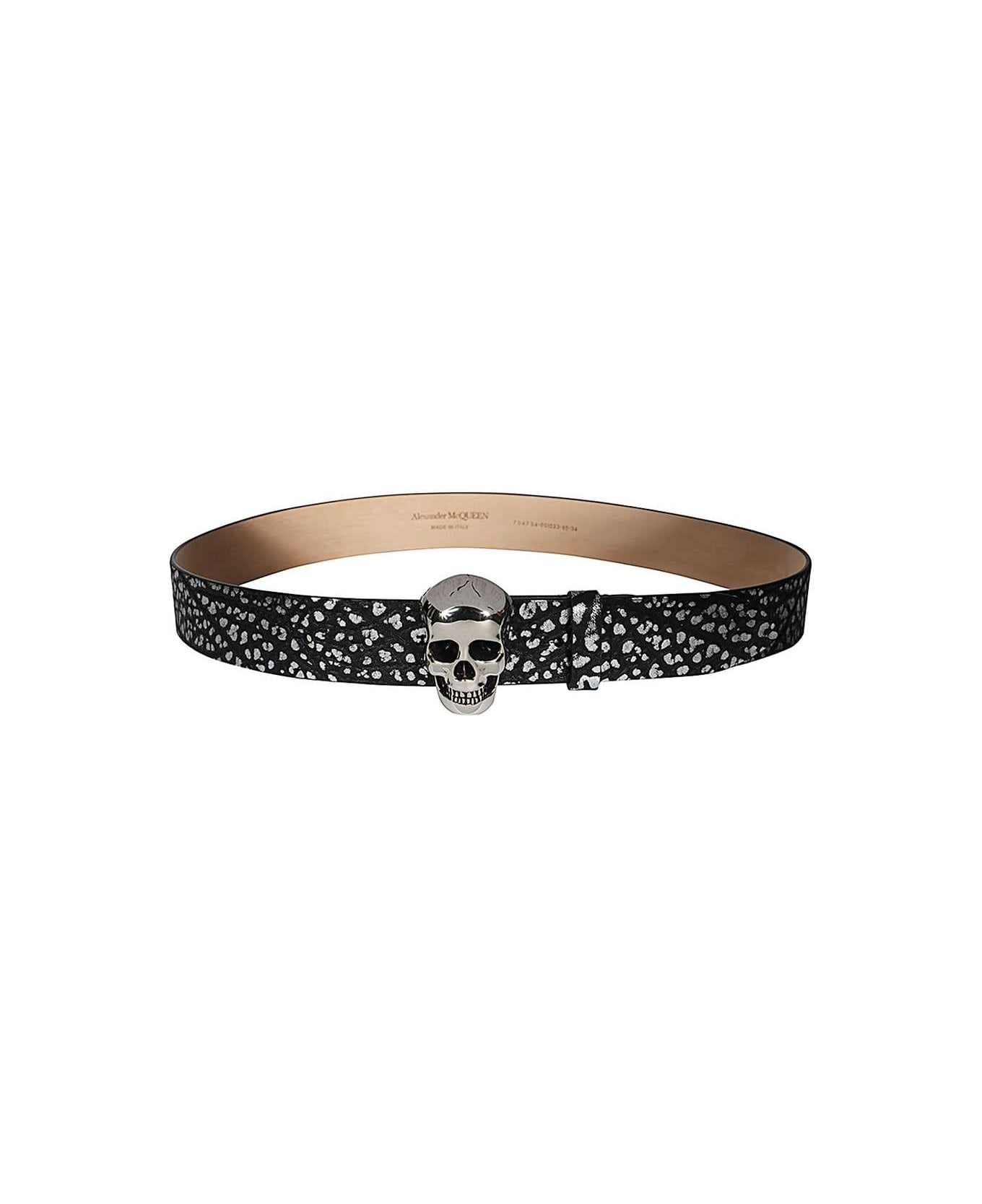 Alexander McQueen Printed Leather Belt - black