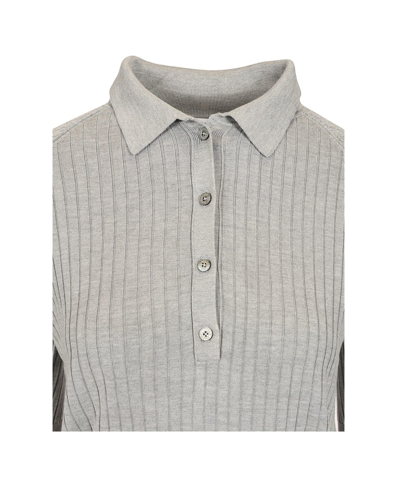Acne Studios Ribbed Silk Polo Shirt - Grey シャツ