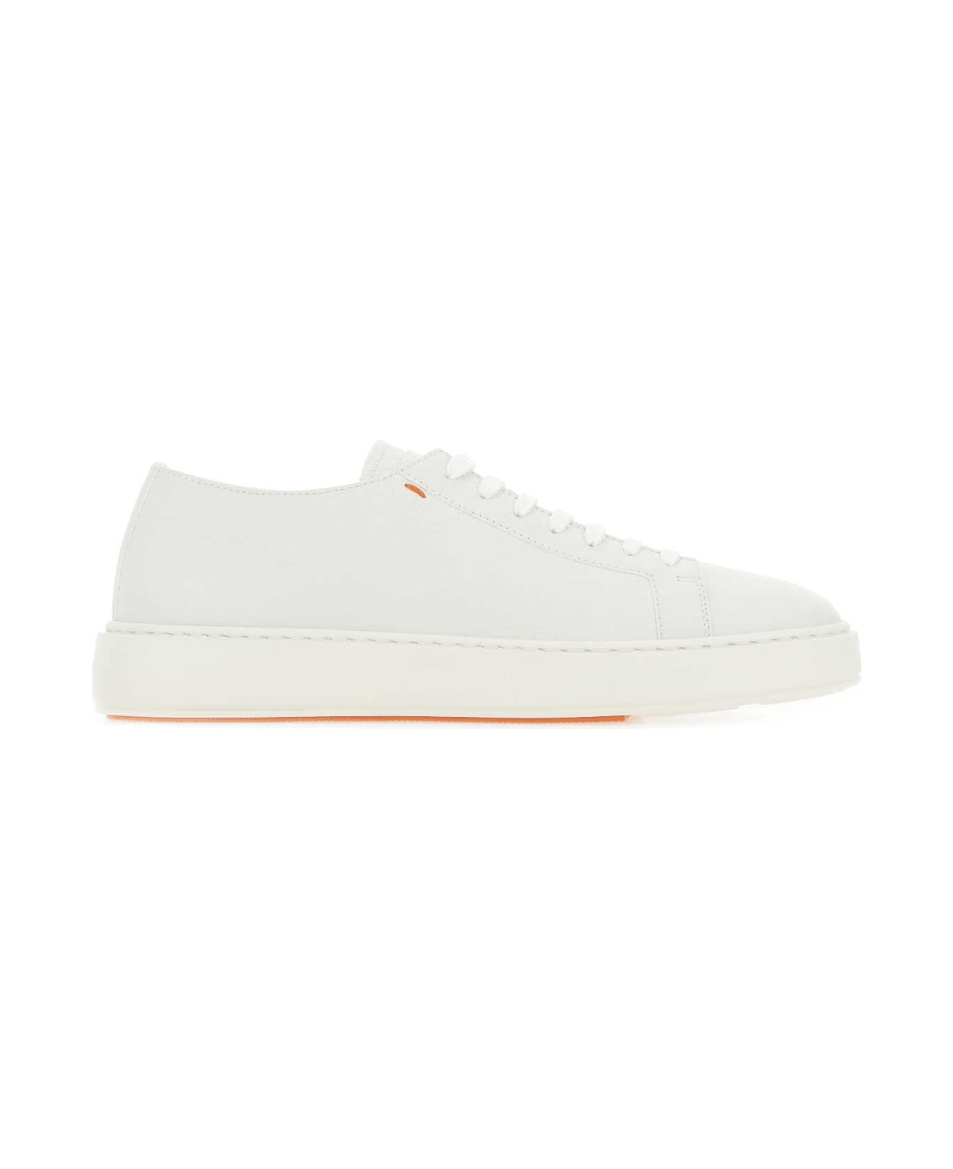 Santoni White Leather Sneakers - WHITE
