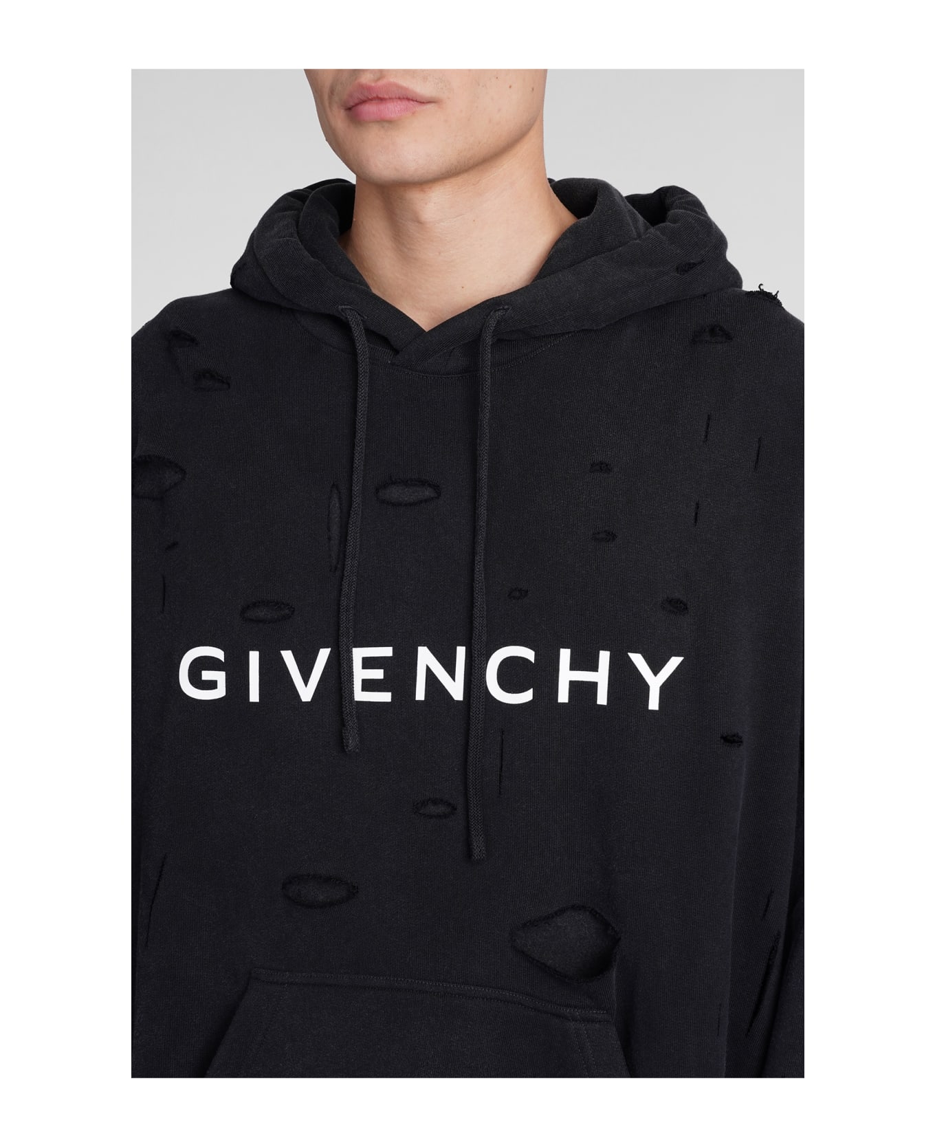 Givenchy Logo Hole Hoodie - FADED BLACK