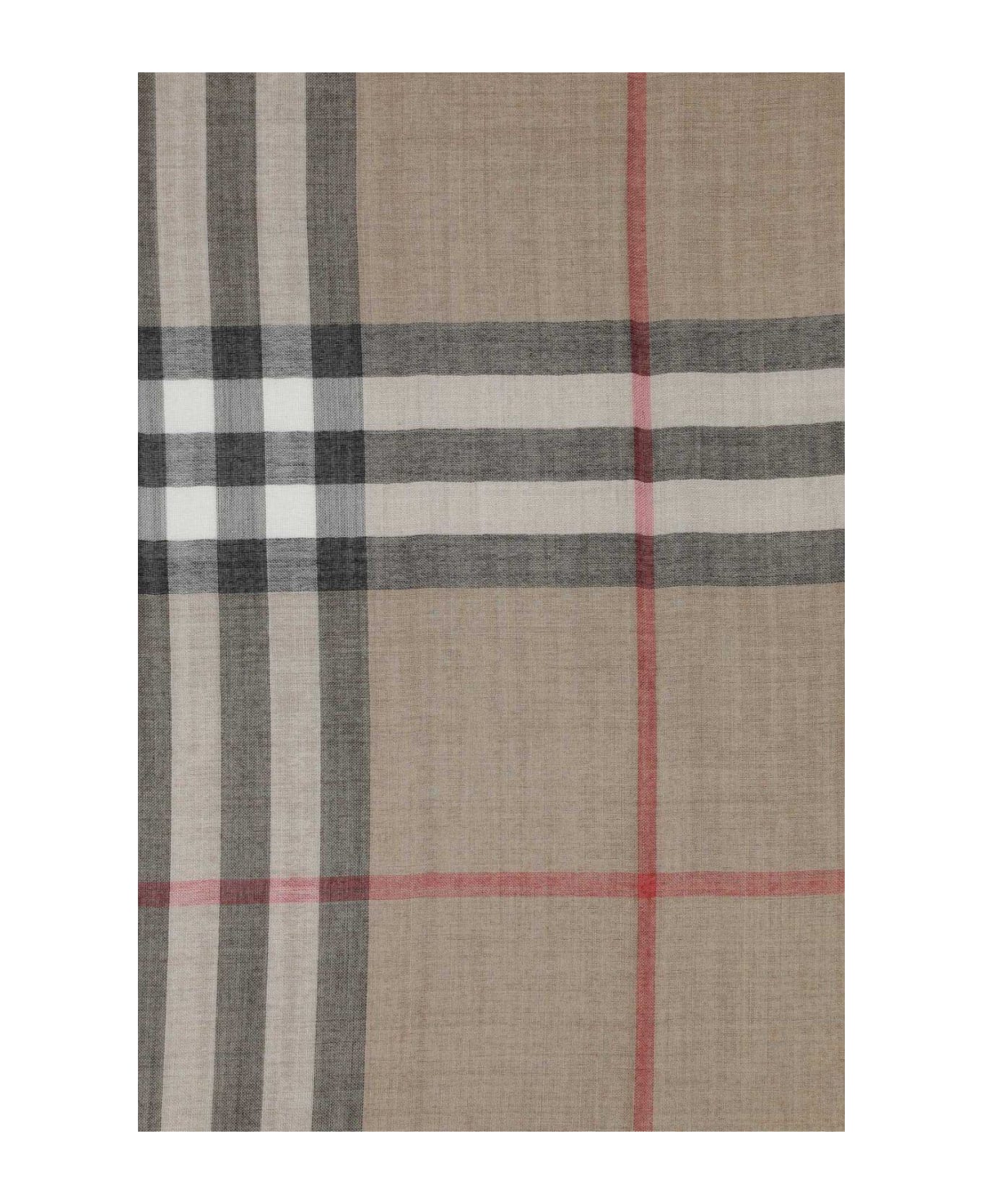 Burberry Frayed Edge Checked Scarf - Archive beige