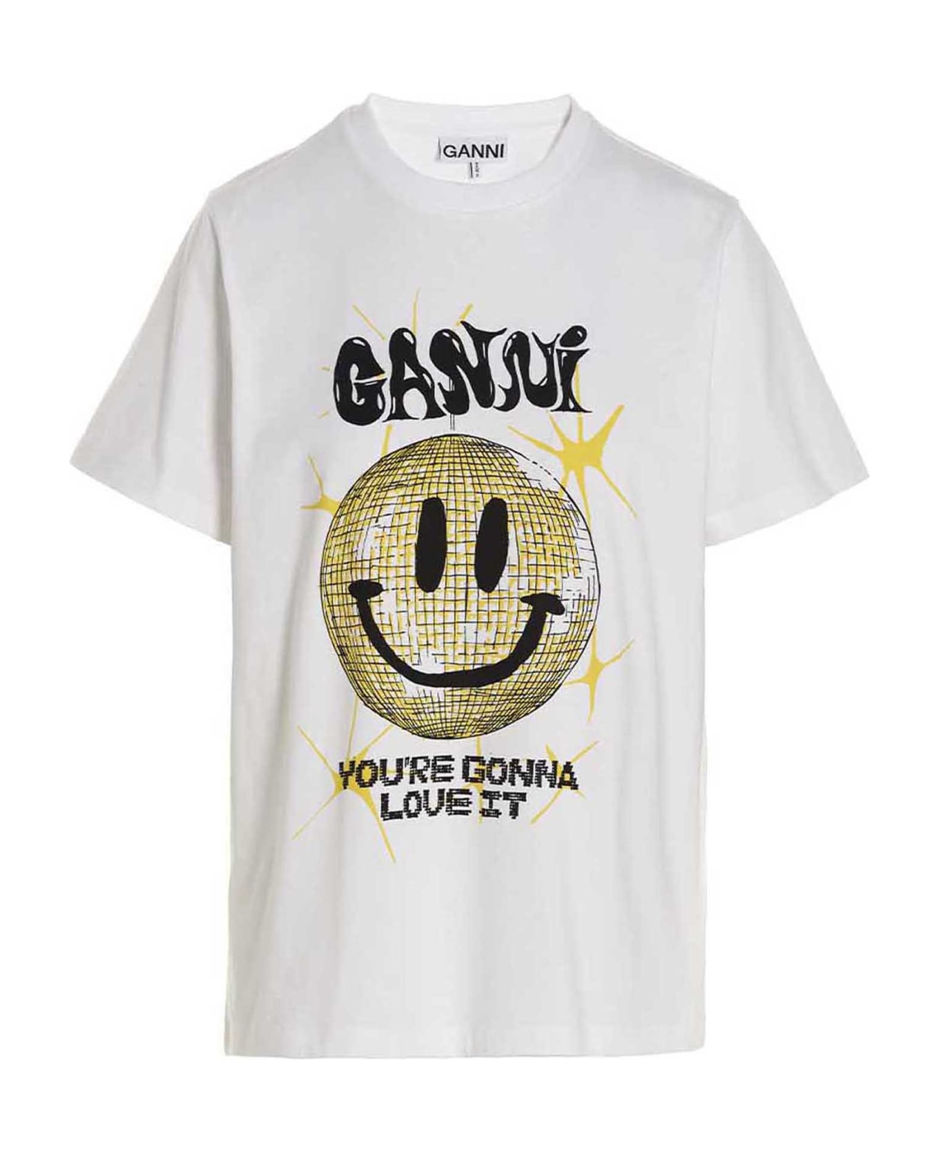 Ganni Logo Print T-shirt - White
