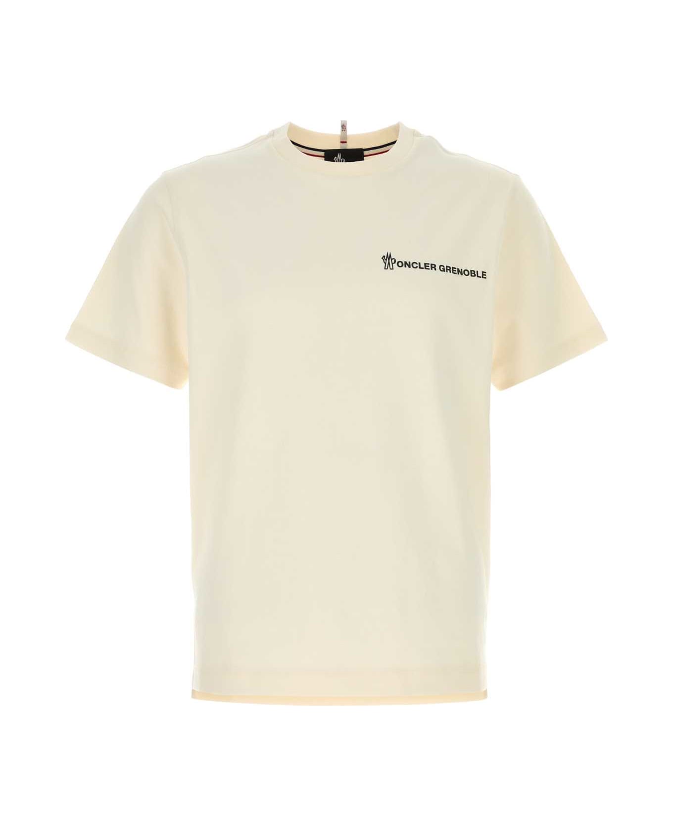 Moncler Grenoble Ivory Cotton T-shirt - NEUTRALS