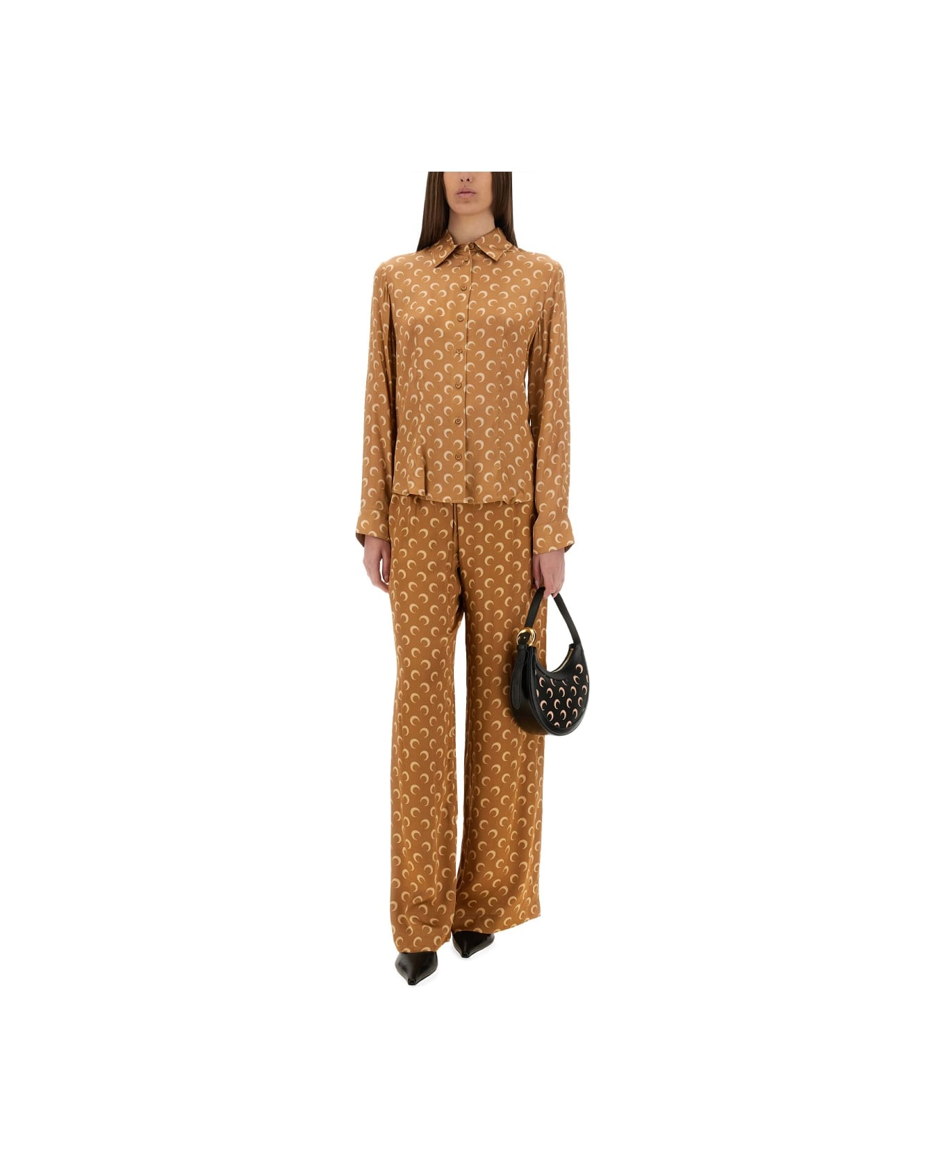 Marine Serre "moon" Satin Shirt - BEIGE