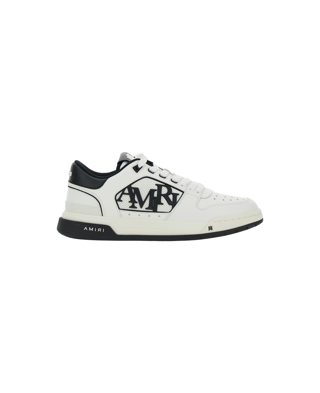 AMIRI White Low Top Sneakers With Logo Patch On The Side And Contrasting Heel With Logo Lettering In Leather Man - White