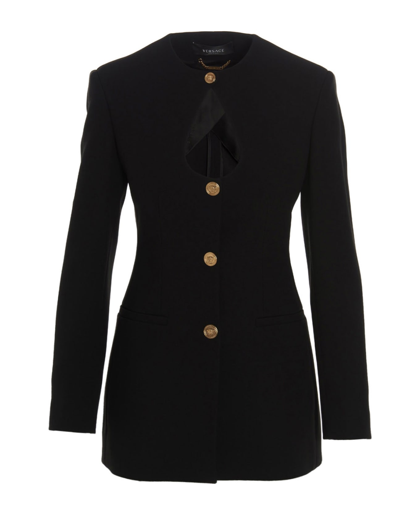 Versace 'medusa' Cut-out Blazer Jacket - Black  