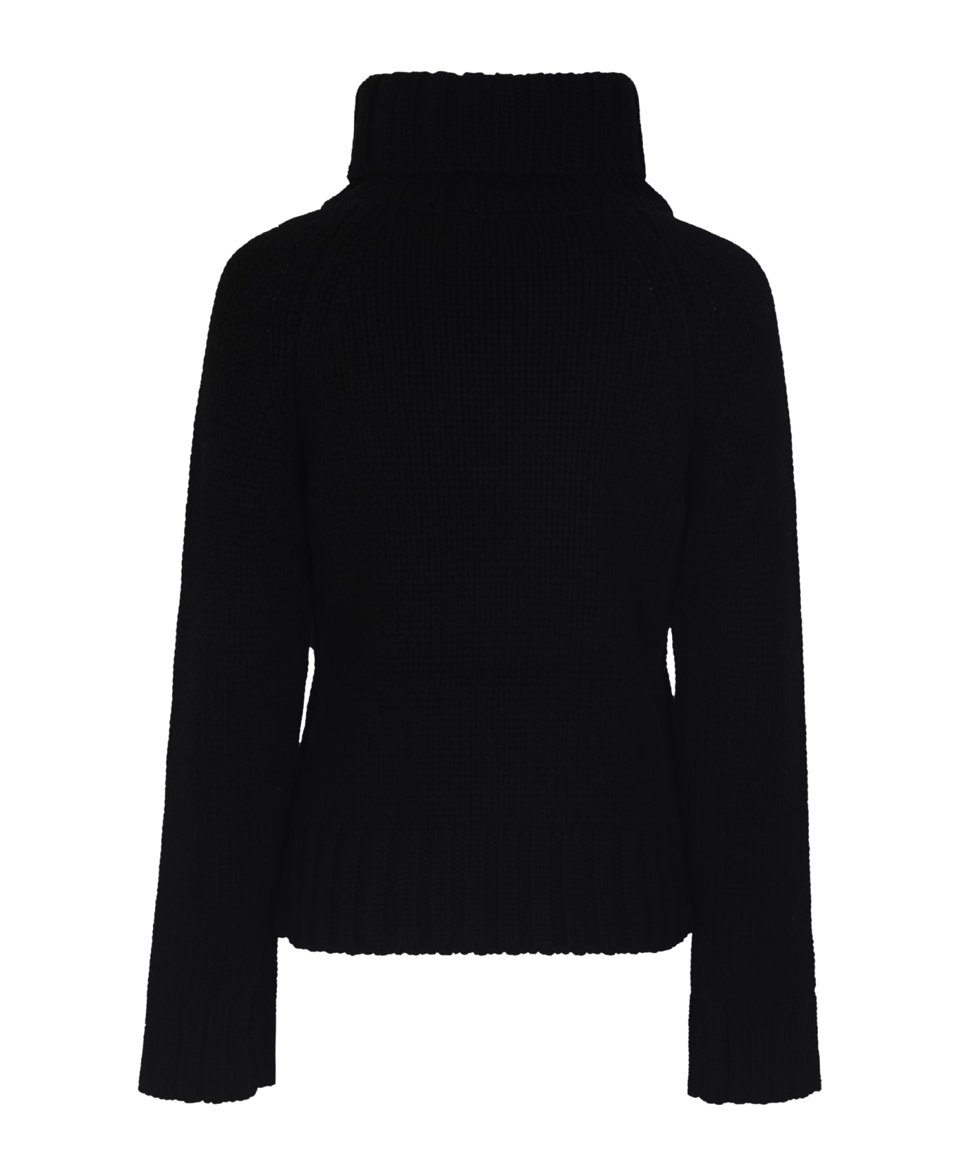 Aspesi Button Embellished Roll Neck Knit Pullover - Black