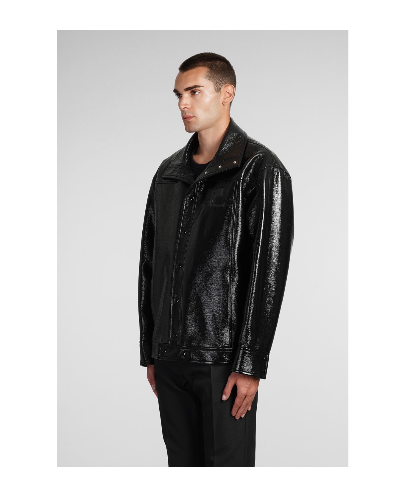 Courrèges Leather Jacket In Black Polyuretan - BLACK