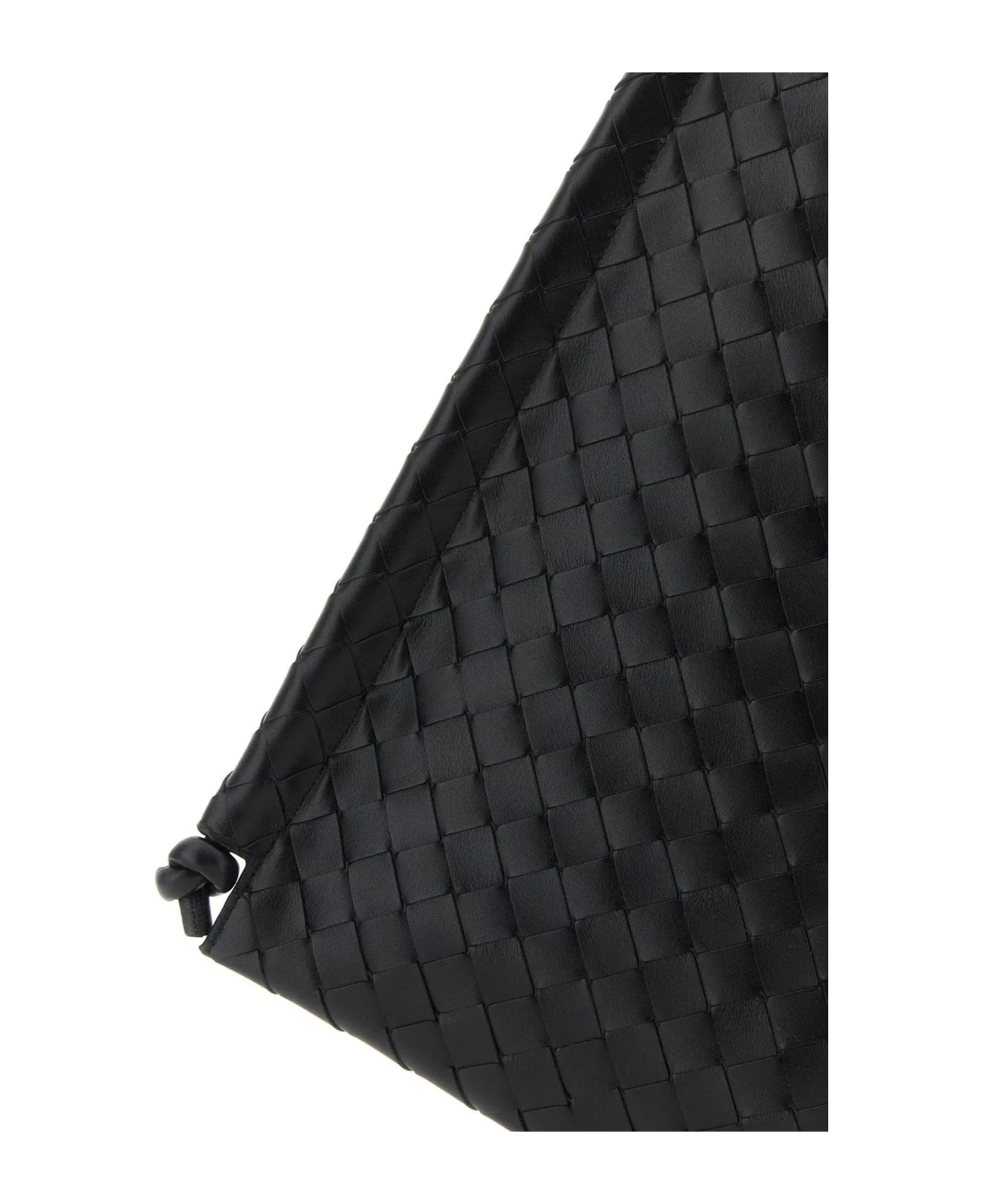 Bottega Veneta Black Leather Flat Loops Crossbody Bag - Black