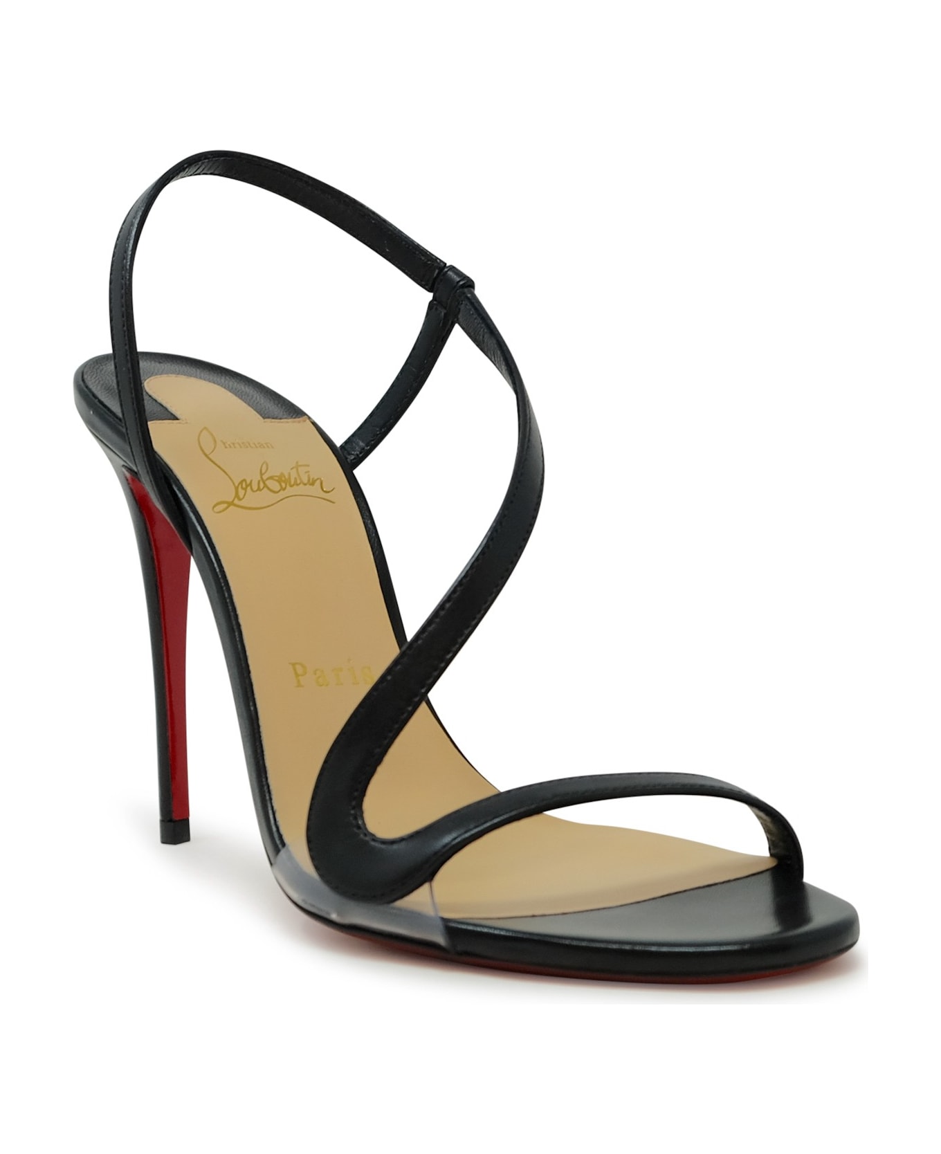 Christian Louboutin Black Pvc Leather Rosalie 100 Sandals - BLACK