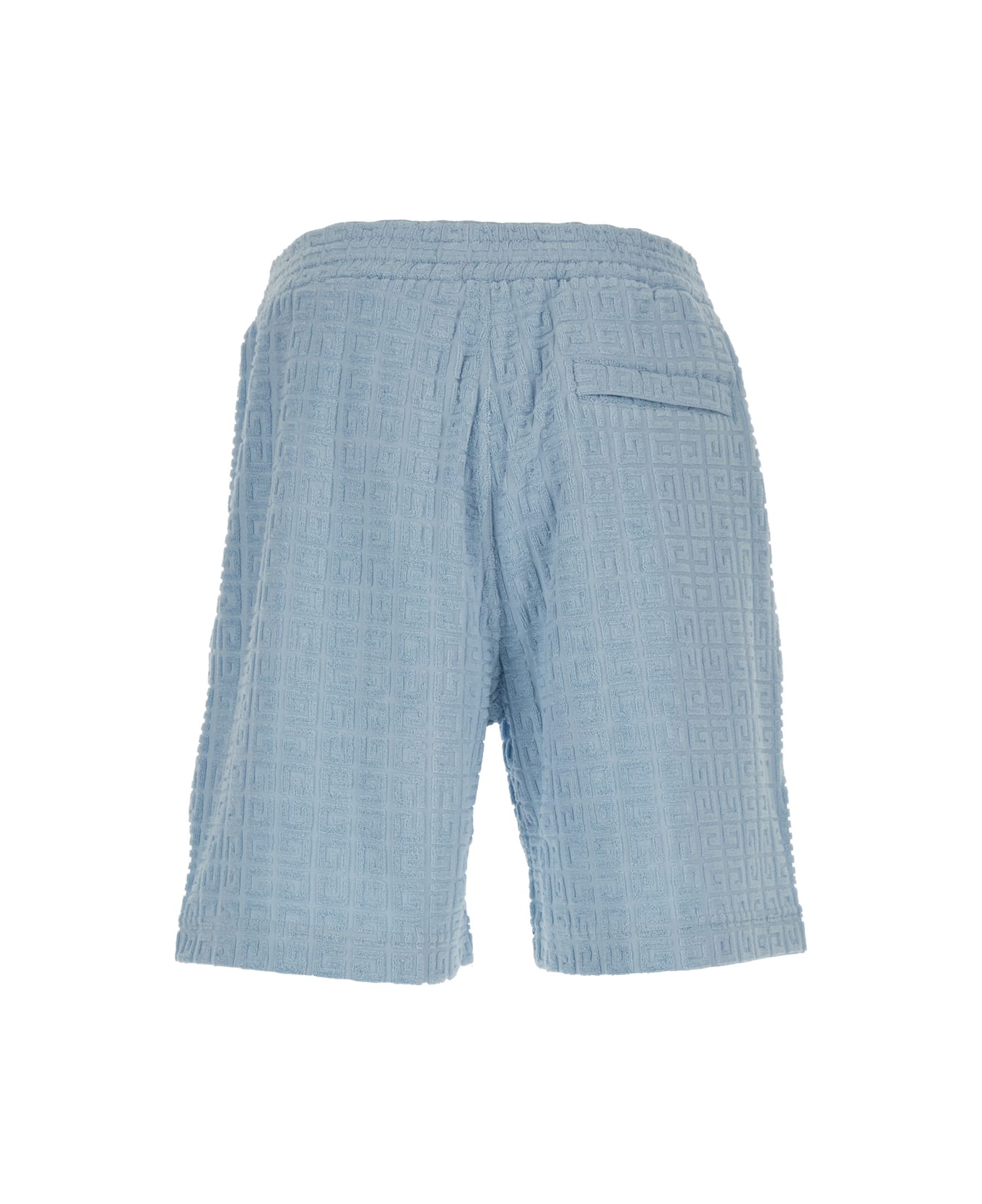 Givenchy Light Blue Bermuda Shorts With 4g Motif In Cotton Blend Man - Light blue