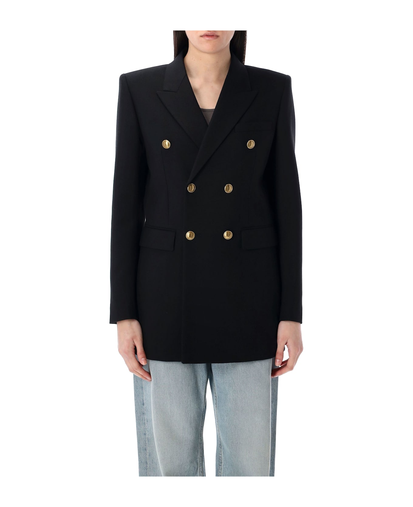 Saint Laurent Wool Gabardine Jacket - BLACK