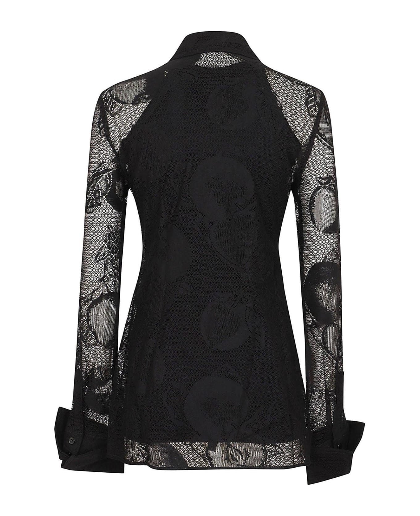 SportMax Lace Detailed Long-sleeved Top - Black