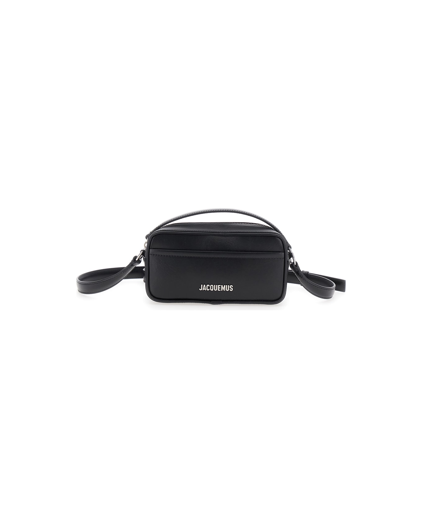Jacquemus 
le Baneto
 Black Handbag With Logo Lettering On The Front In Leather Man - Black