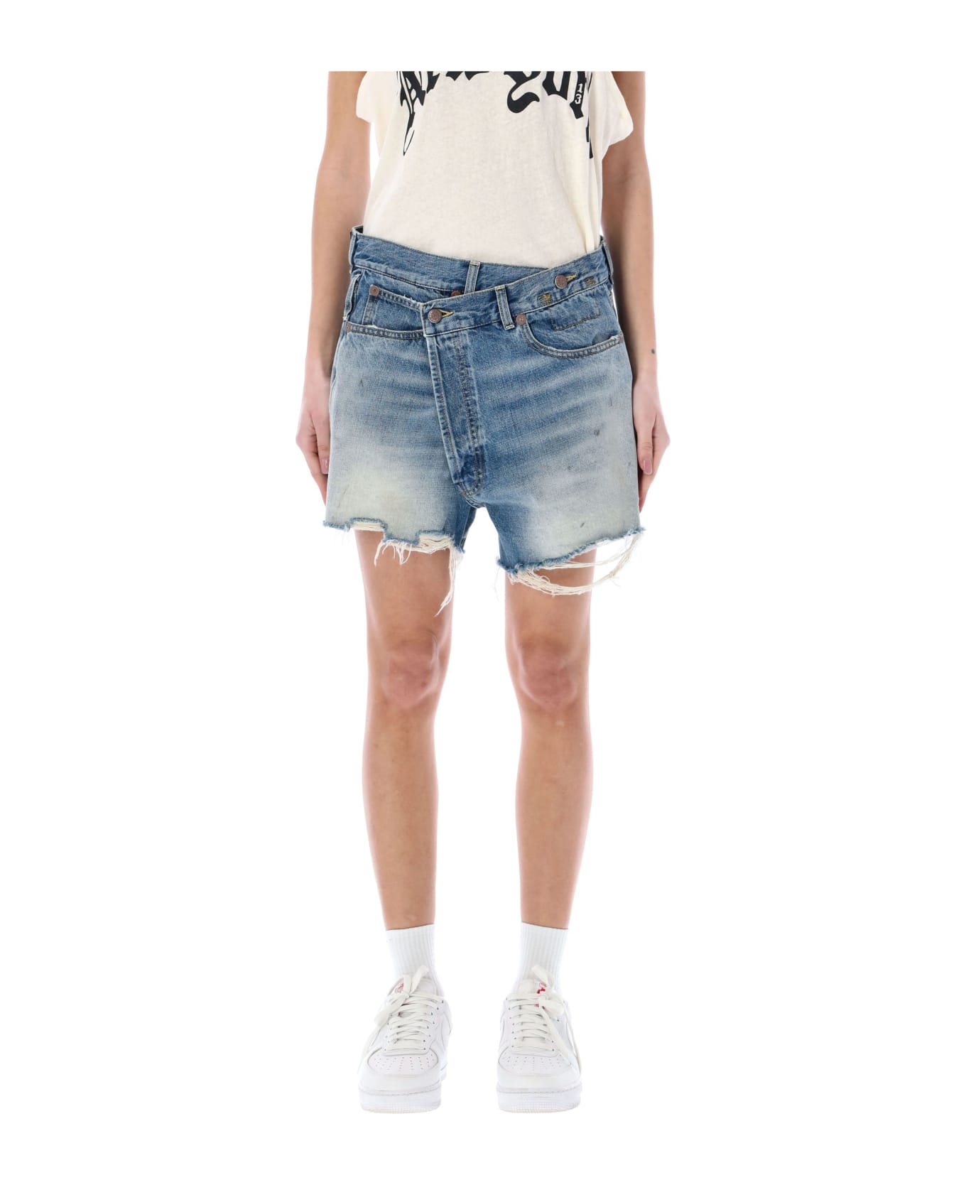 R13 Crossover Denim Shorts - TURNER BLUE