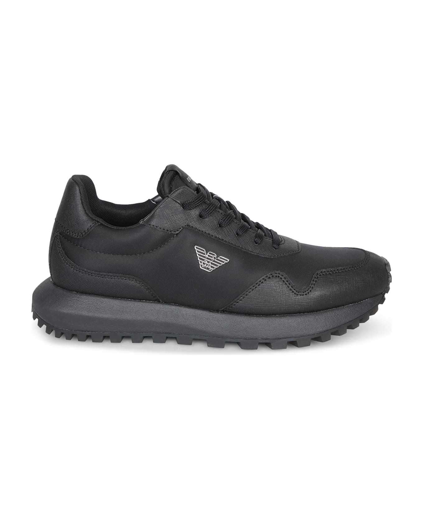 Emporio Armani Black Nylon Sneakers - BLACK