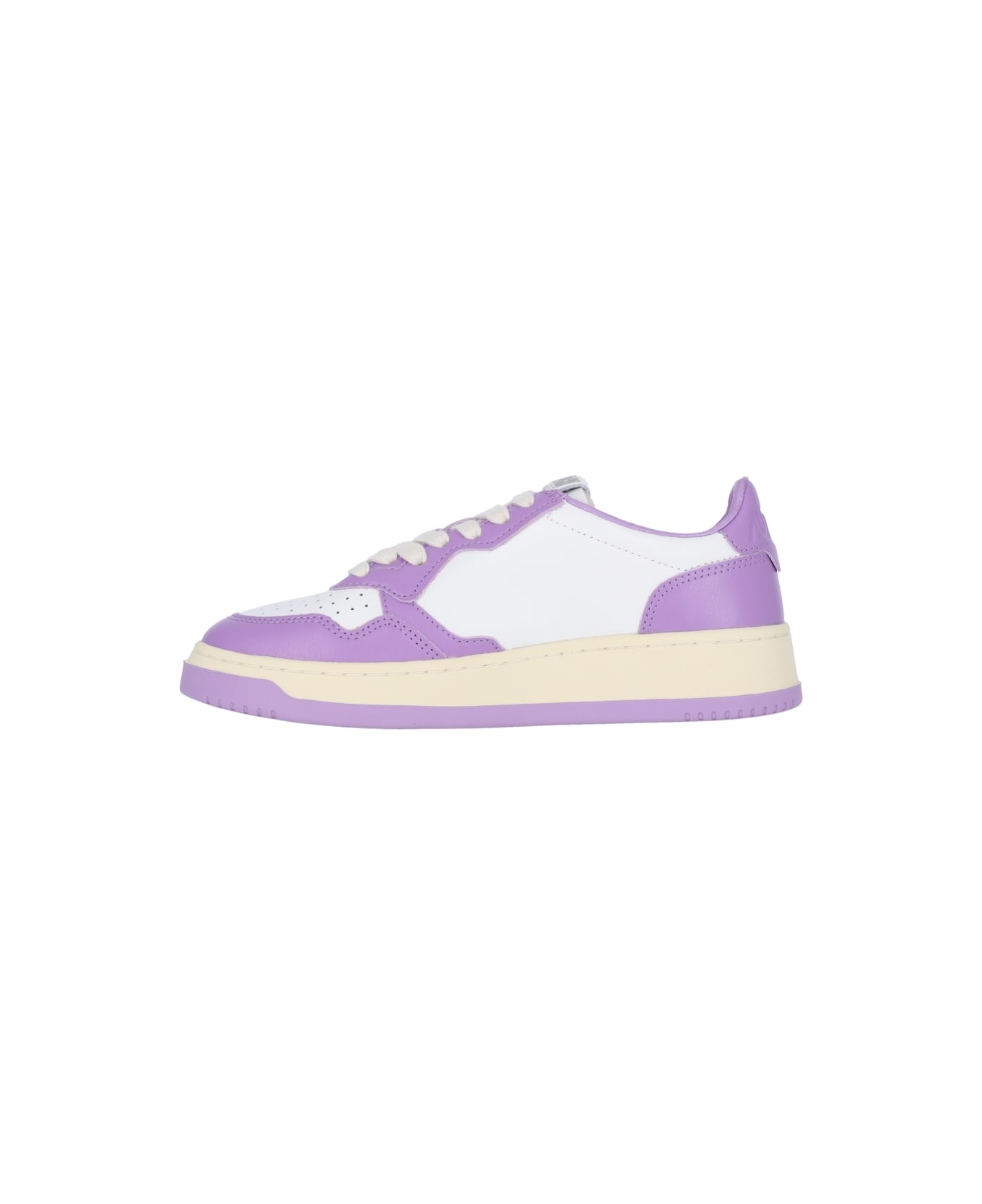 Autry Medialist Low Sneakers In White/purple Two-tone Leather - Violet スニーカー