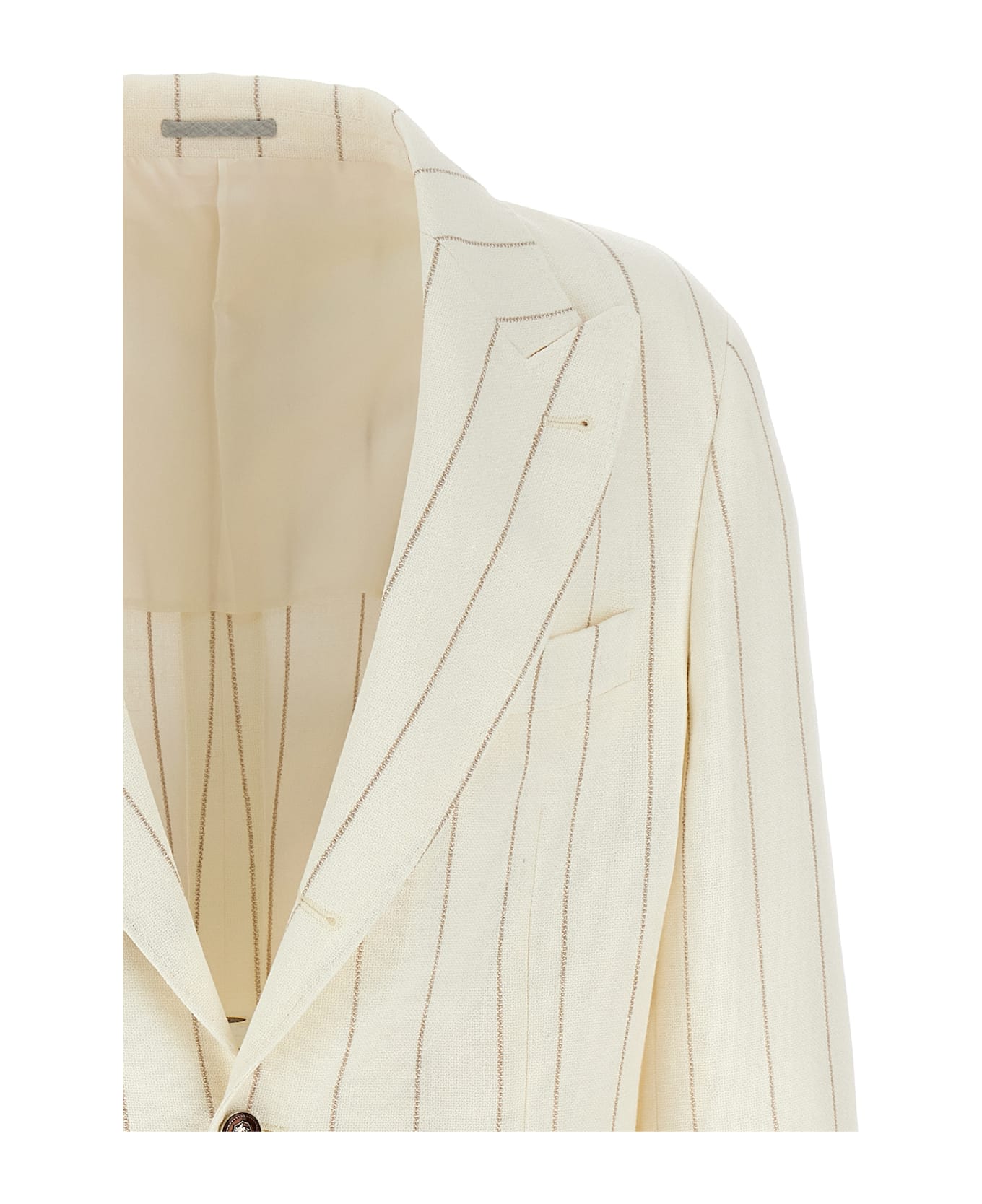 Brunello Cucinelli Pinstriped Deconstructed Blazer - Beige