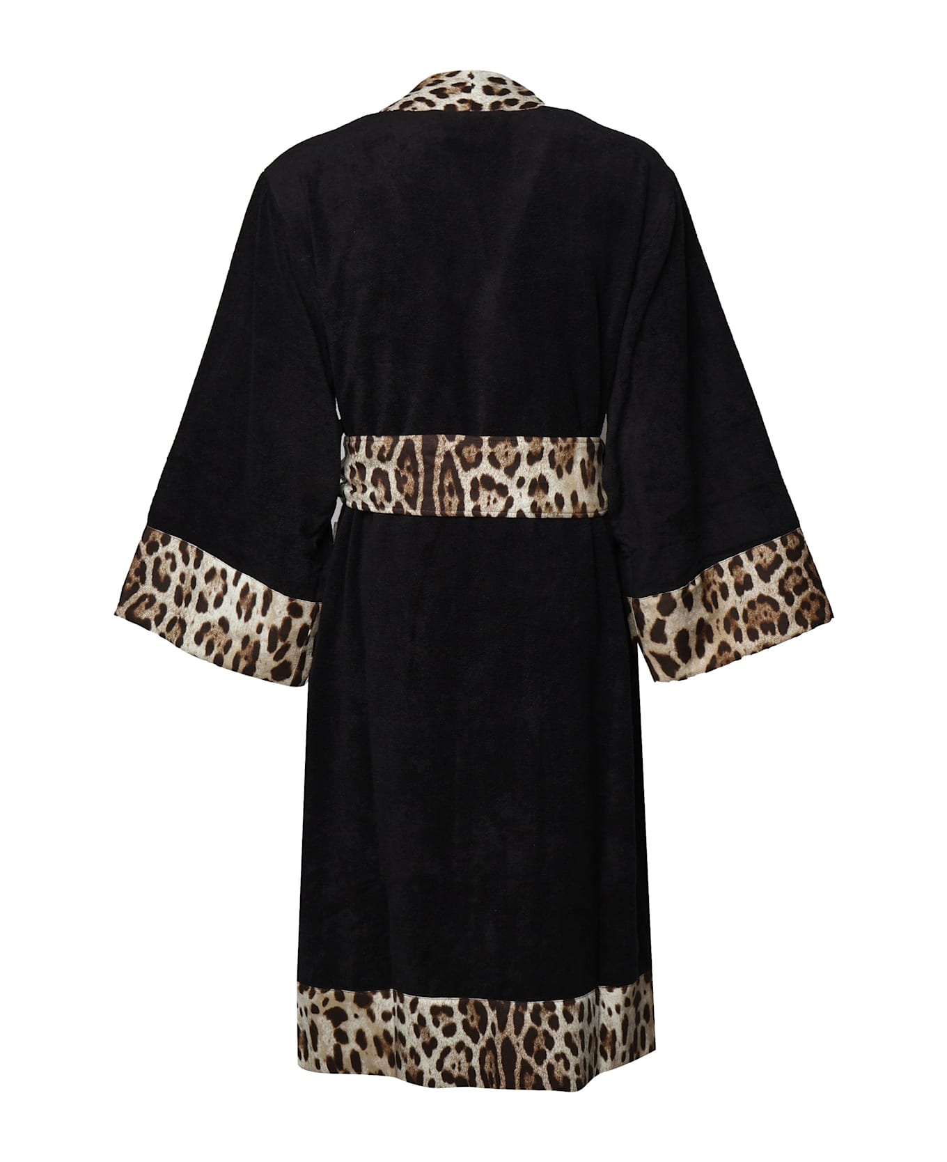 Dolce & Gabbana Leopard Cotton Bathrobe - black, Leopard