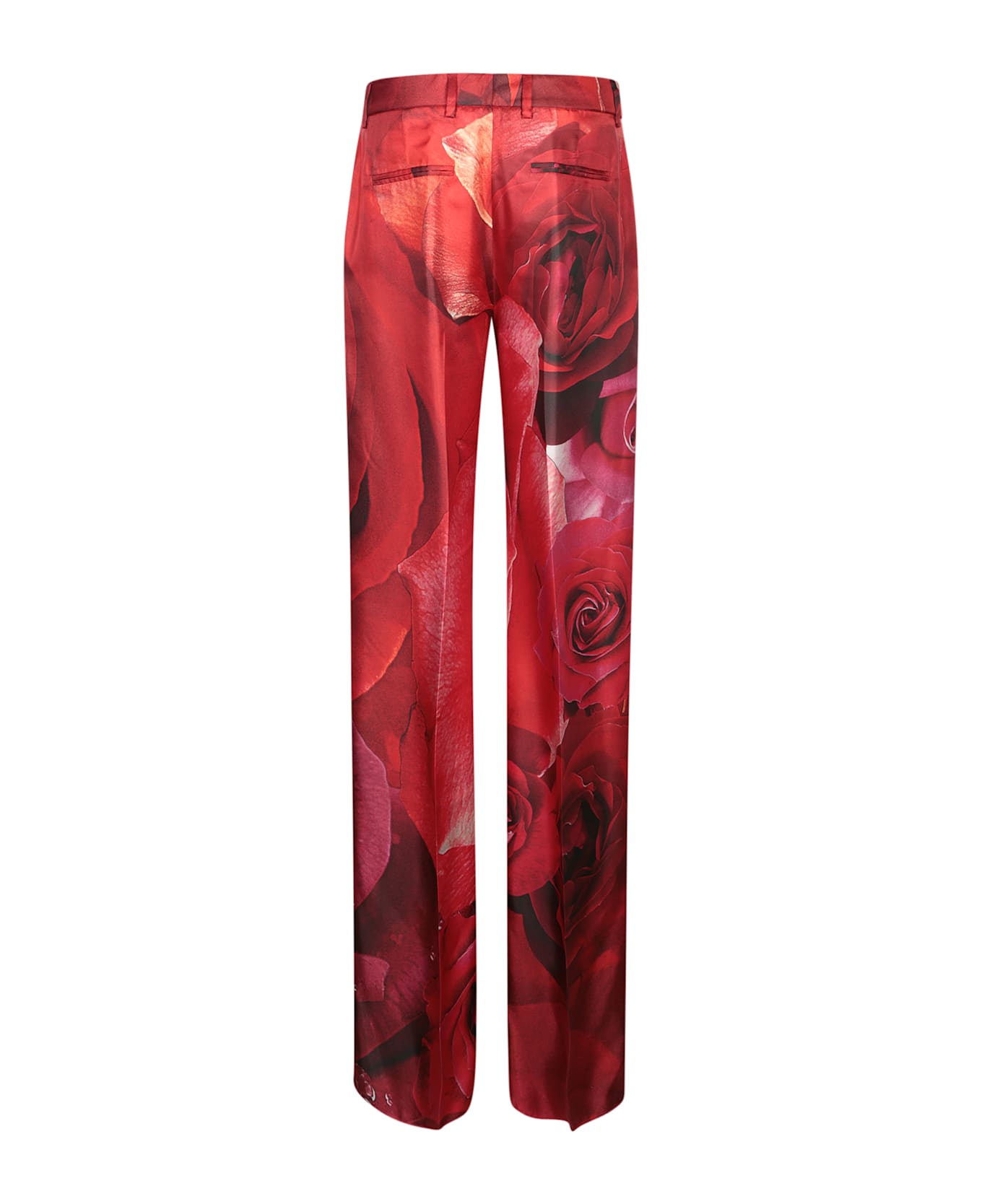 Roberto Cavalli Garden Rose Red Silk Trousers - Red