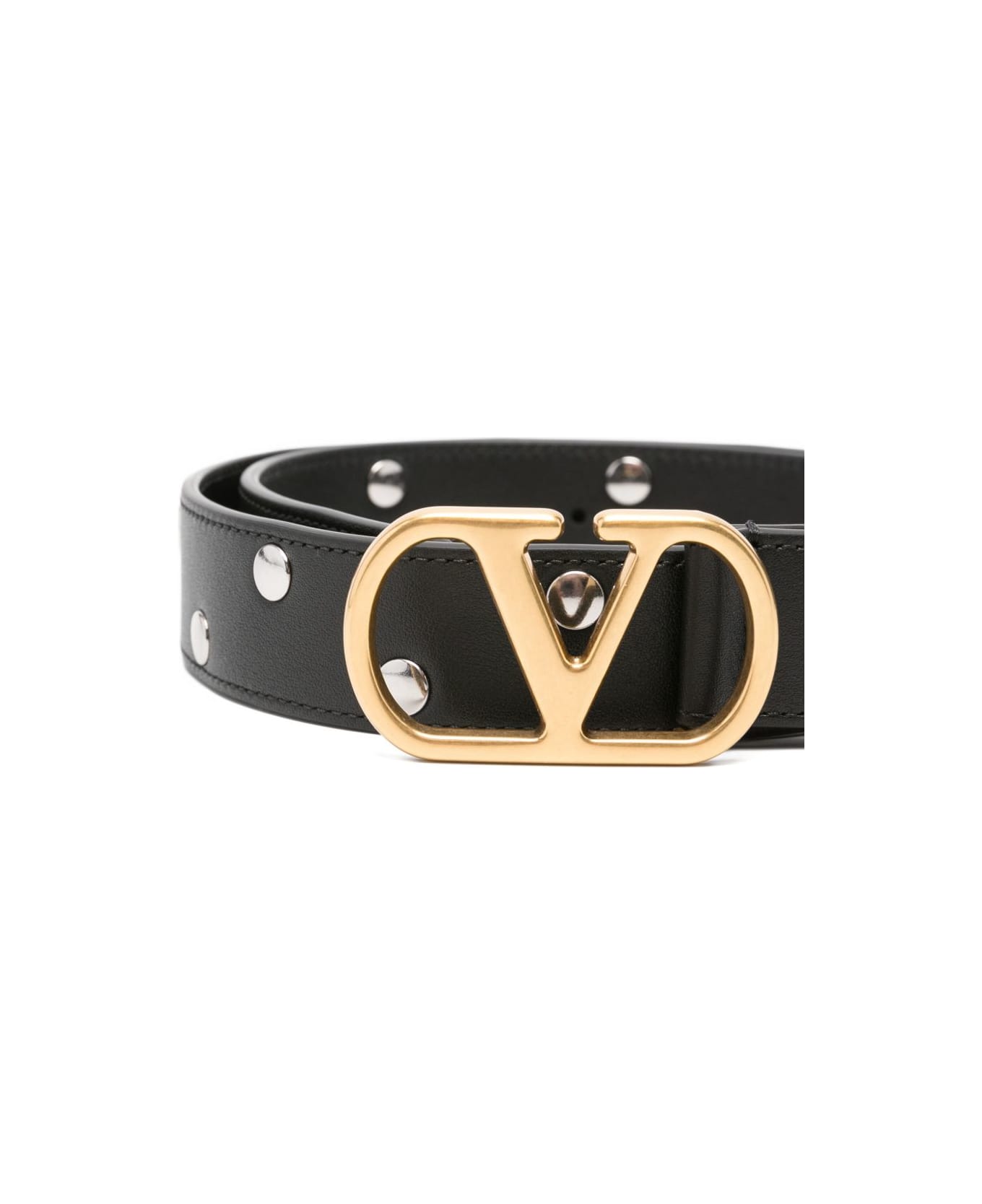 Valentino Garavani Vlogo Leather Belt - Black