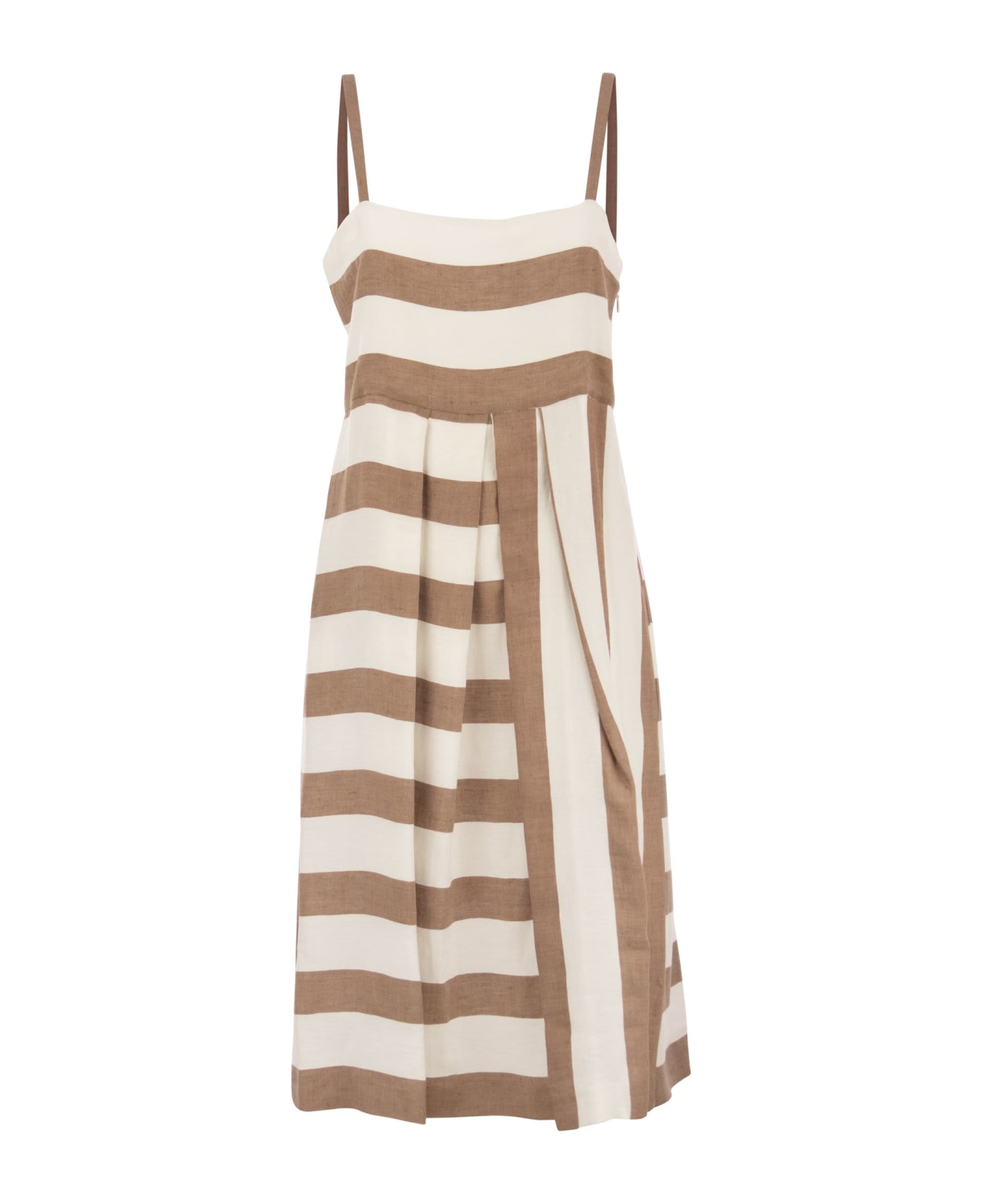 Antonelli Linen And Viscose Dress - Beige/brown ワンピース＆ドレス