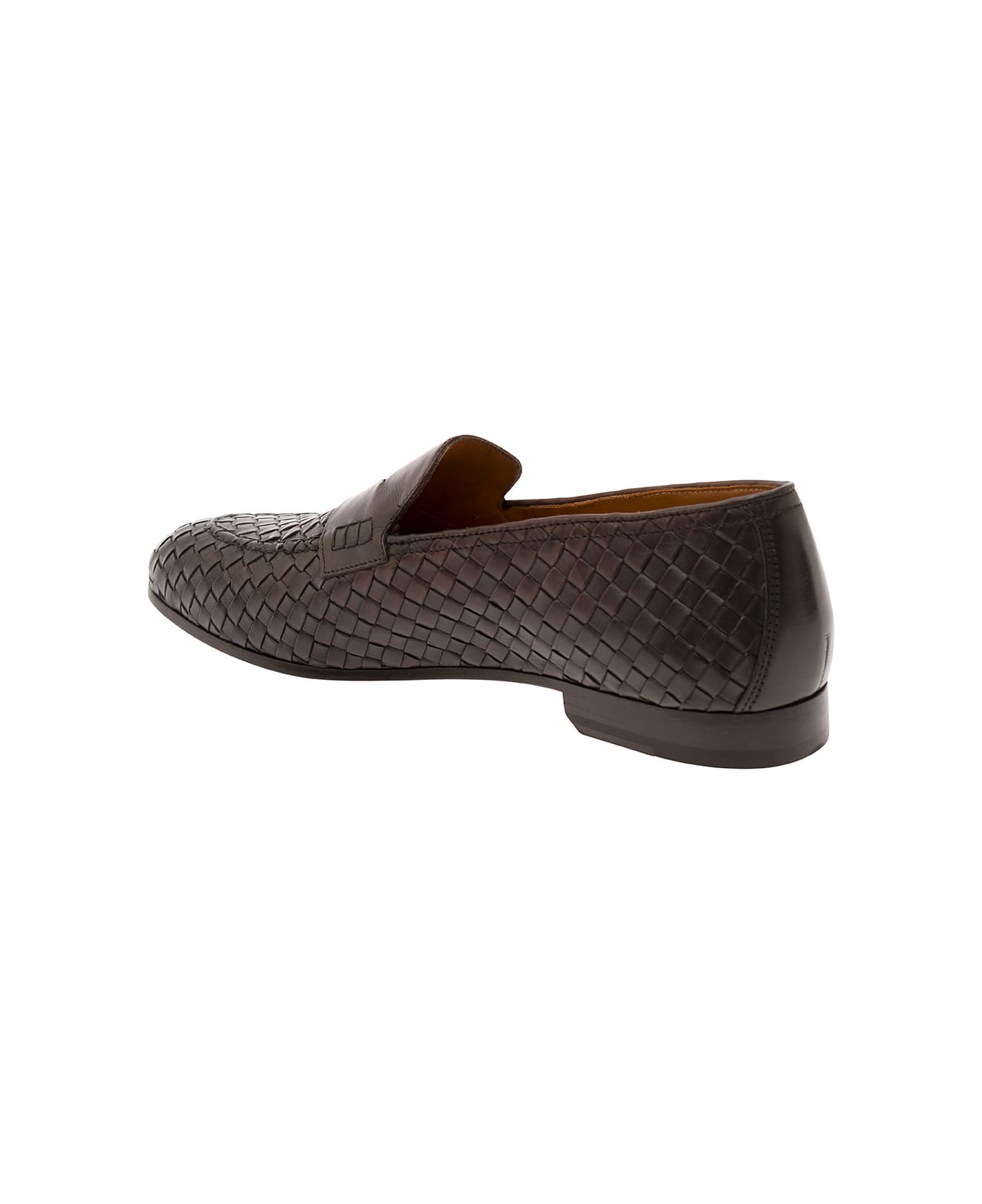 Doucal's Brown Pull On Loafers In Woven Leather Man - T.Moro