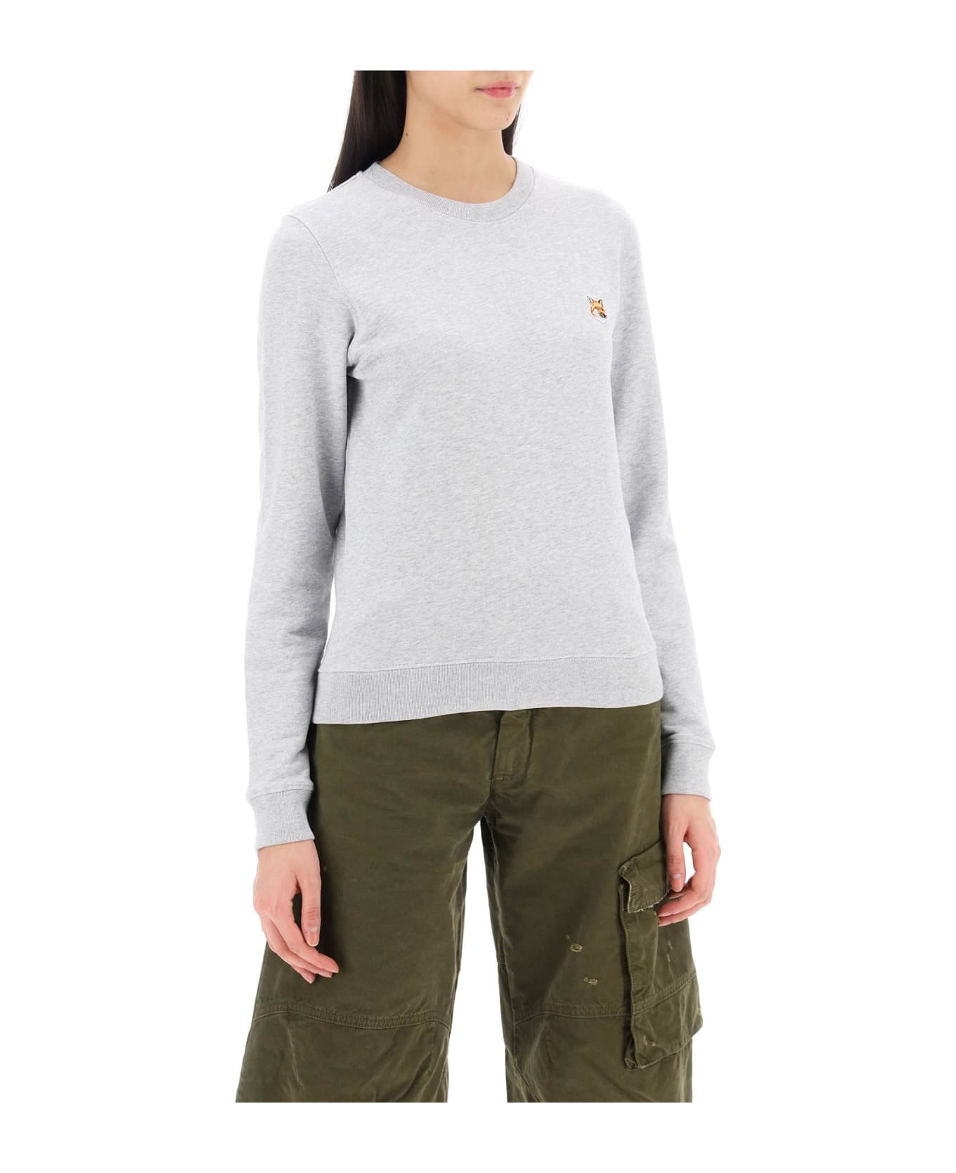 Maison Kitsuné Fox Head Regular Fit Sweatshirt - LIGHT GREY MELANGE (Grey) フリース