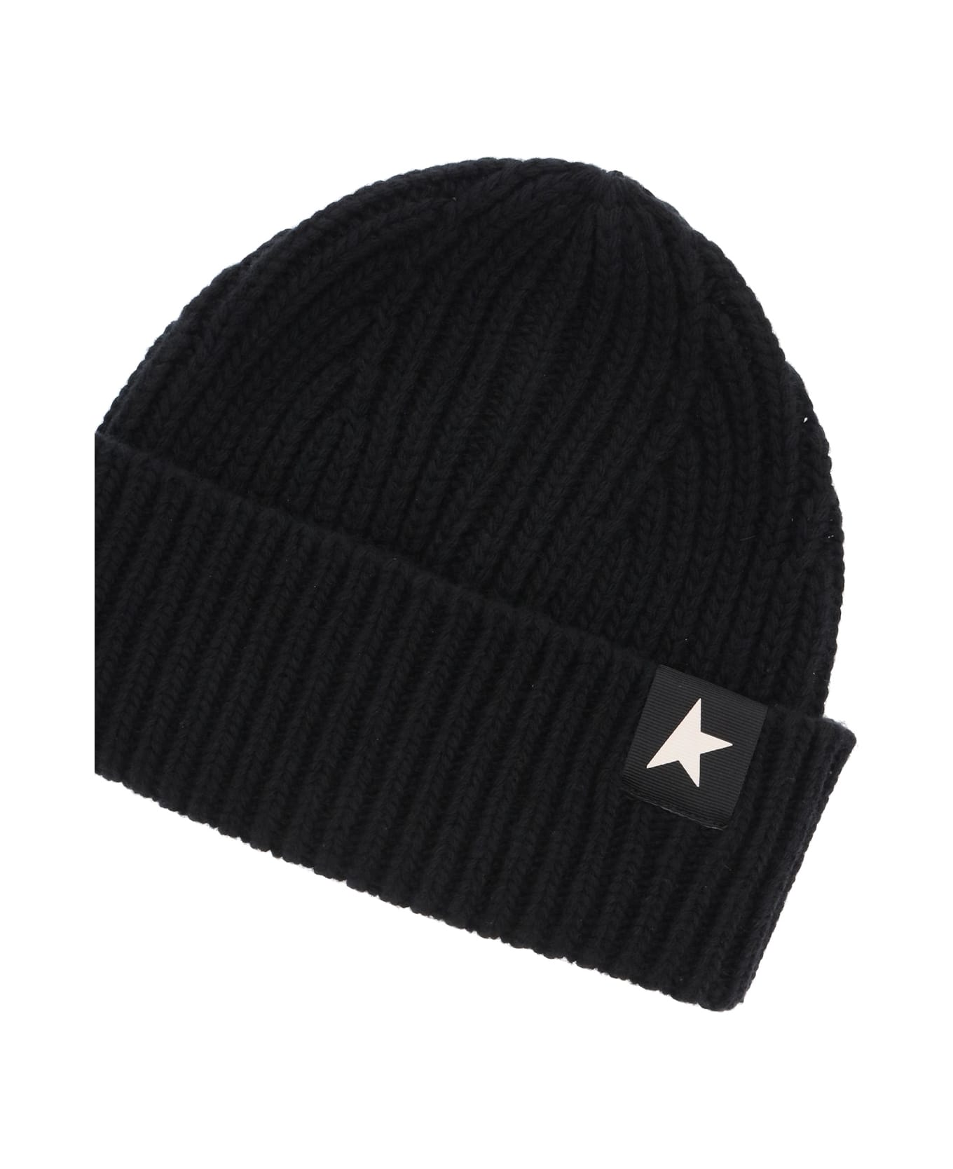 Golden Goose Black Wool Damian Star Beanie - Black