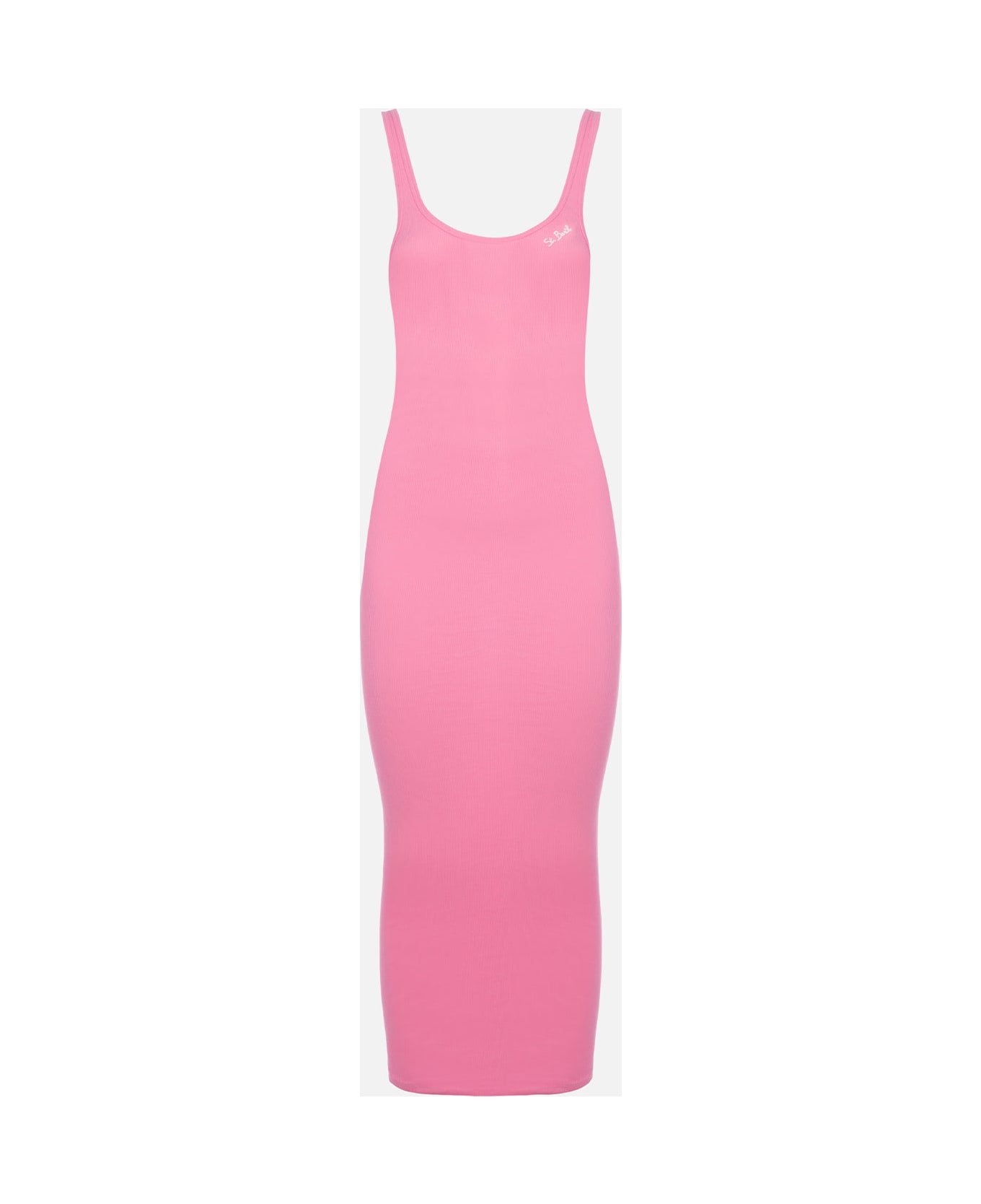 MC2 Saint Barth Woman Ribbed Pink Cotton Jersey Tank Dress Jennifer - PINK
