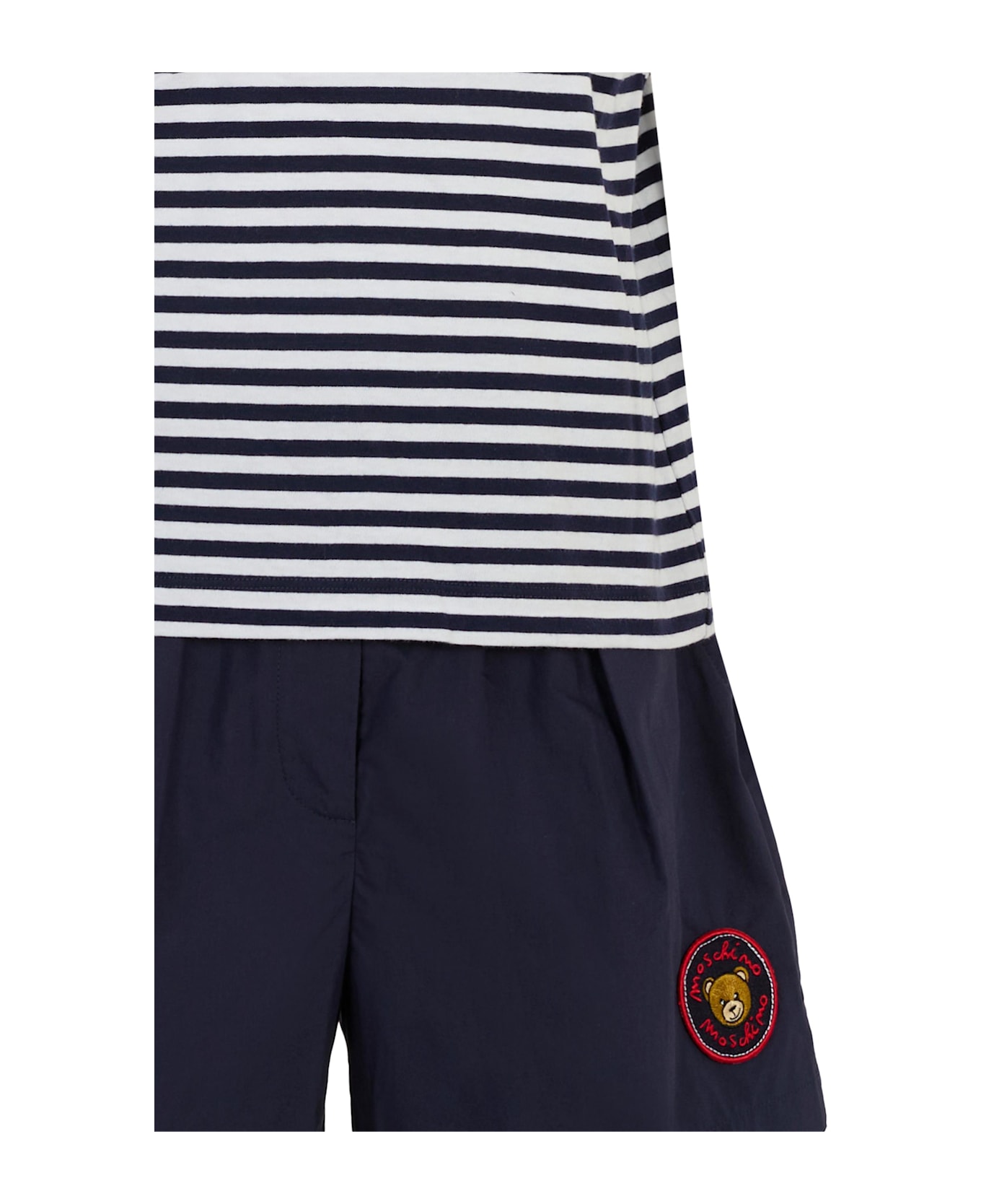 Moschino Blue Suit For Girl With Logo - Blue