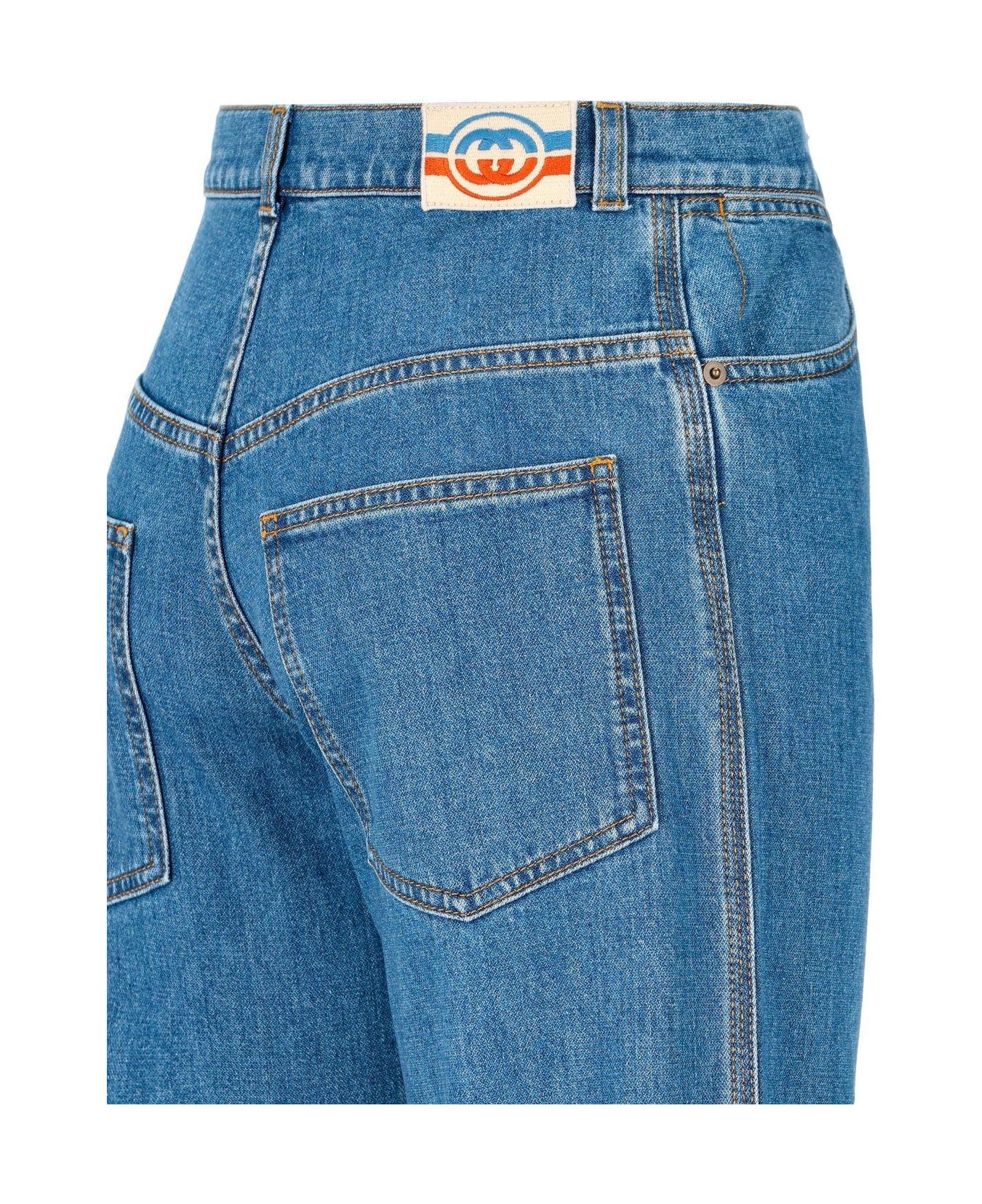 Gucci Logo Patch Flared Jeans - Blu