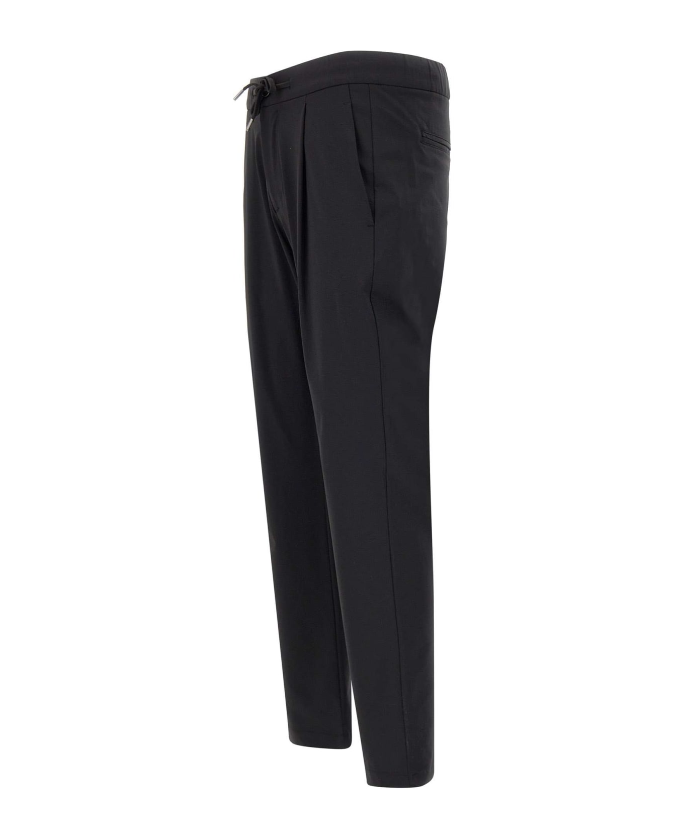 Herno Bi-stretch Tricot Jersey Trousers - BLACK