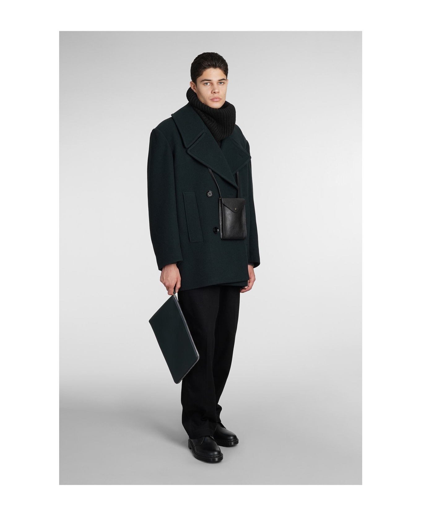 Lemaire Coat In Black Wool - black
