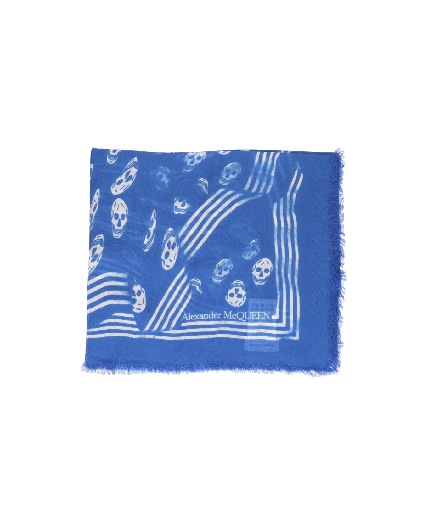 Alexander McQueen Skull Print Scarf - Blue