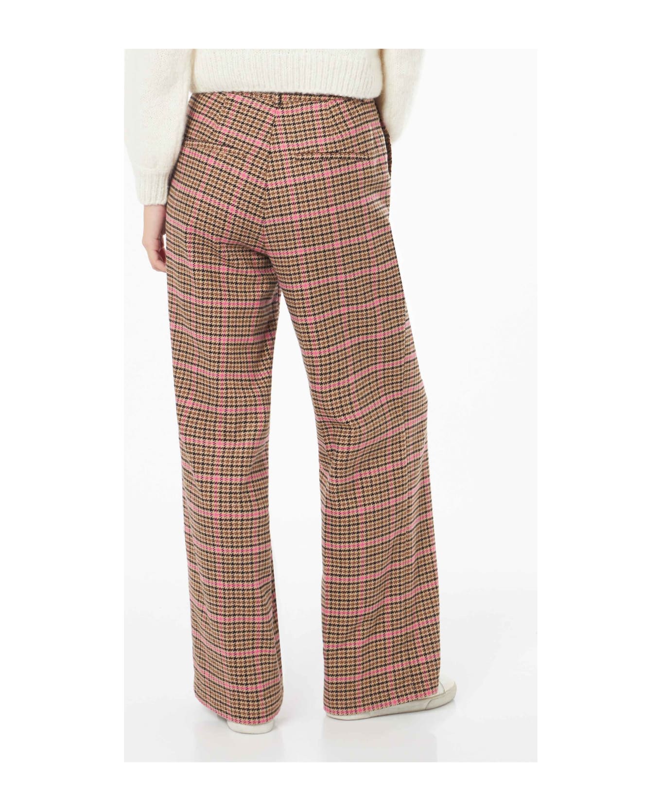 MC2 Saint Barth Woman Palazzo Pants With Pied De Poule Print - BROWN
