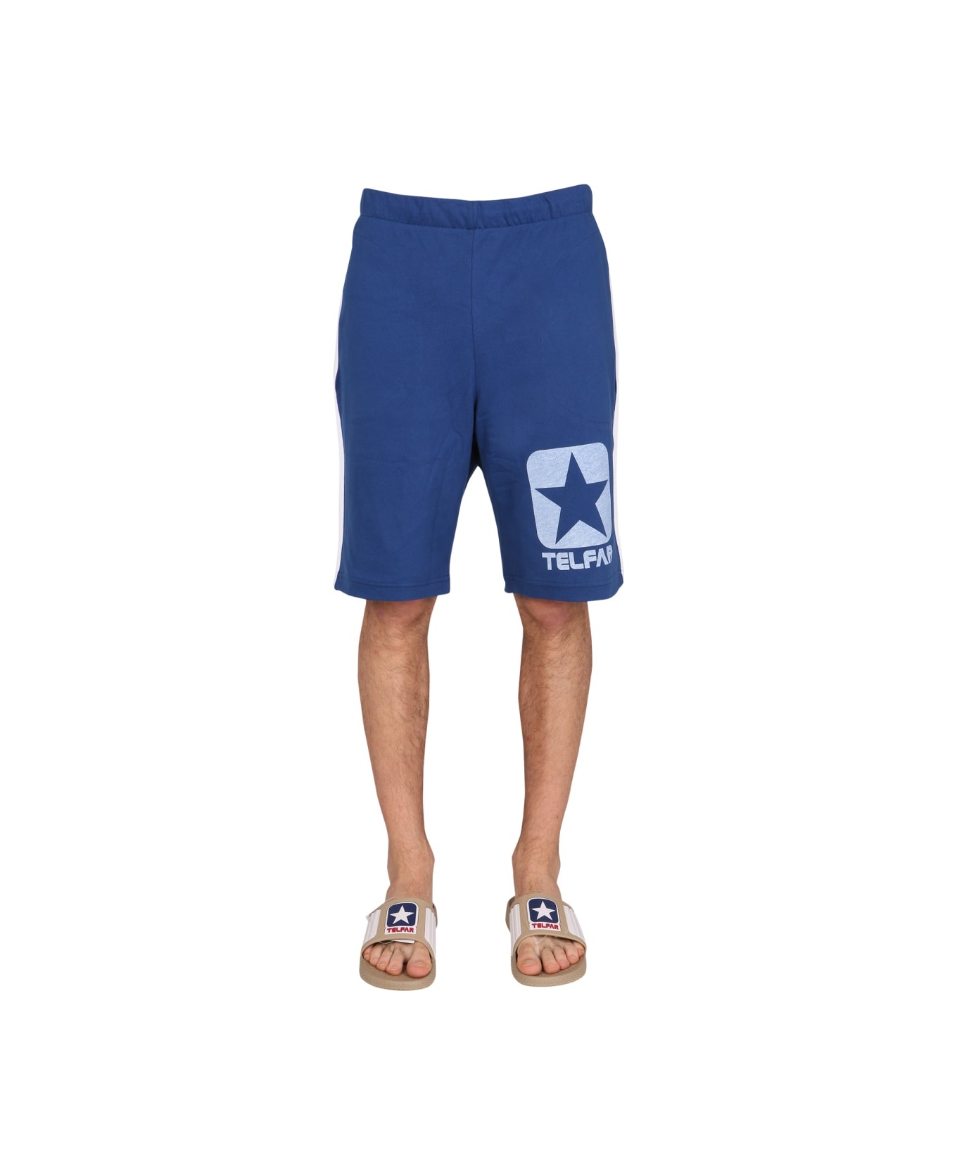 Telfar Cotton Sweat Shorts Bermuda - BLUE